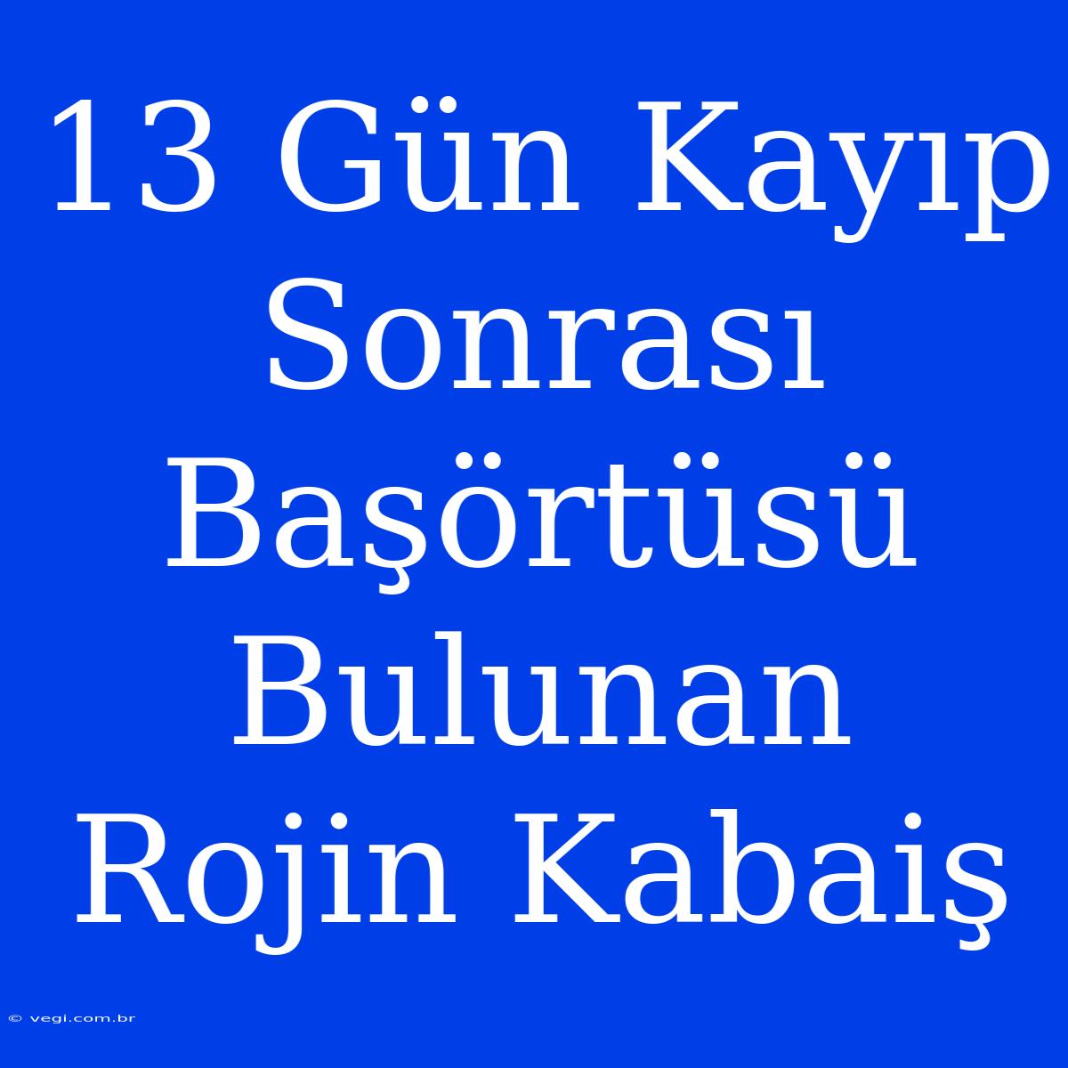 13 Gün Kayıp Sonrası Başörtüsü Bulunan Rojin Kabaiş