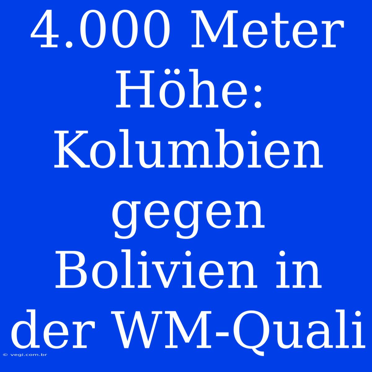 4.000 Meter Höhe: Kolumbien Gegen Bolivien In Der WM-Quali