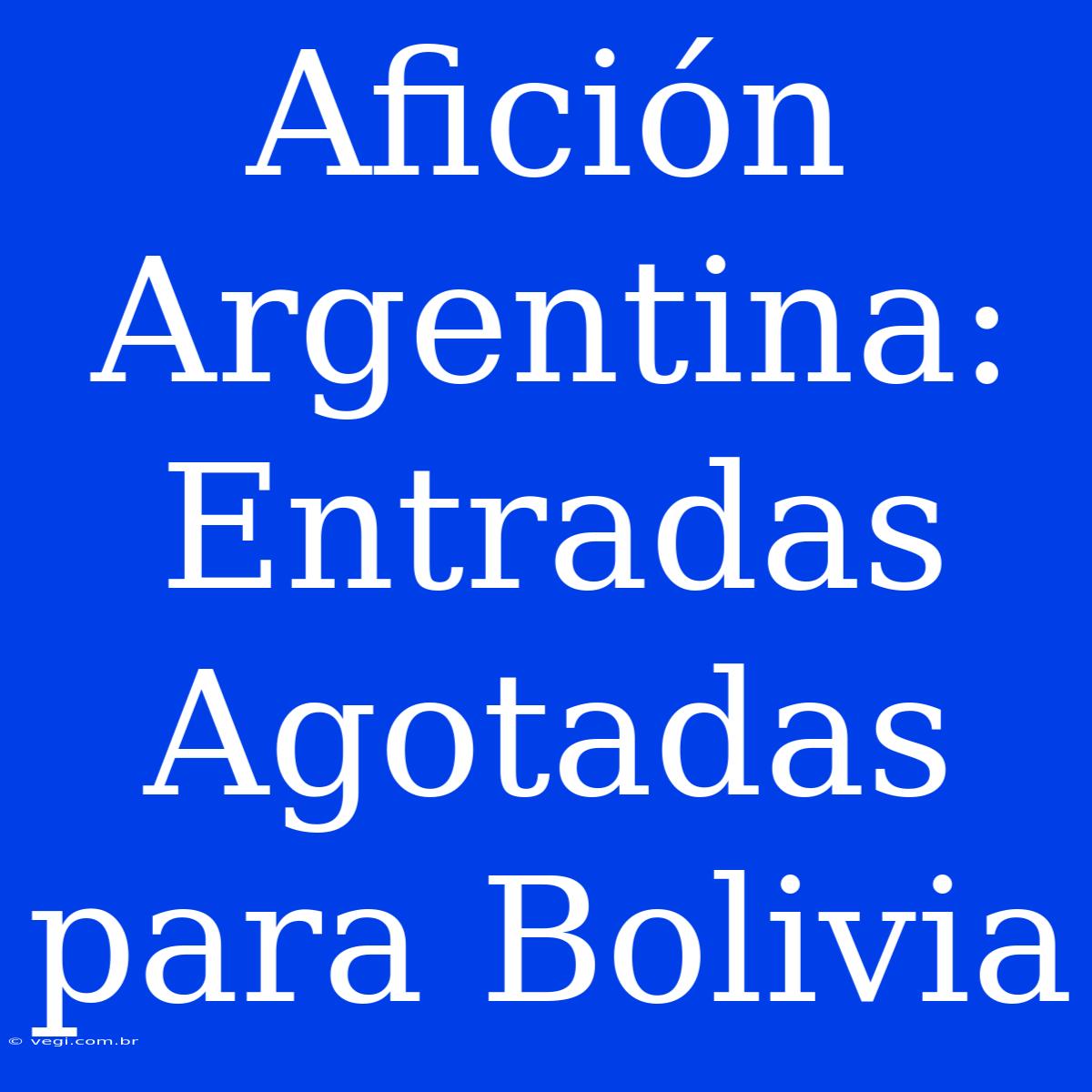 Afición Argentina: Entradas Agotadas Para Bolivia