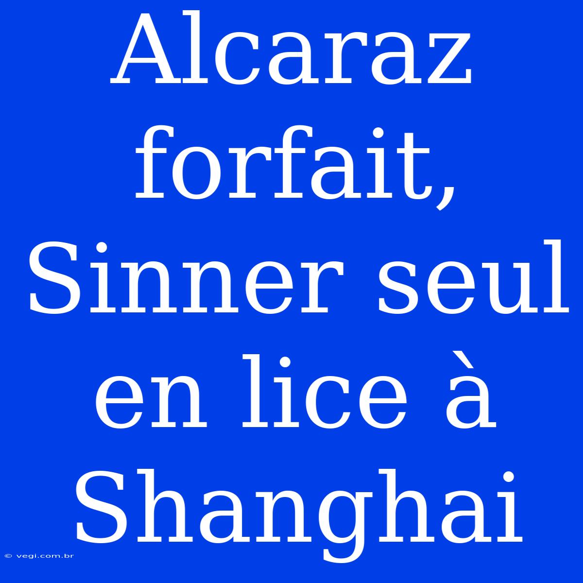 Alcaraz Forfait, Sinner Seul En Lice À Shanghai