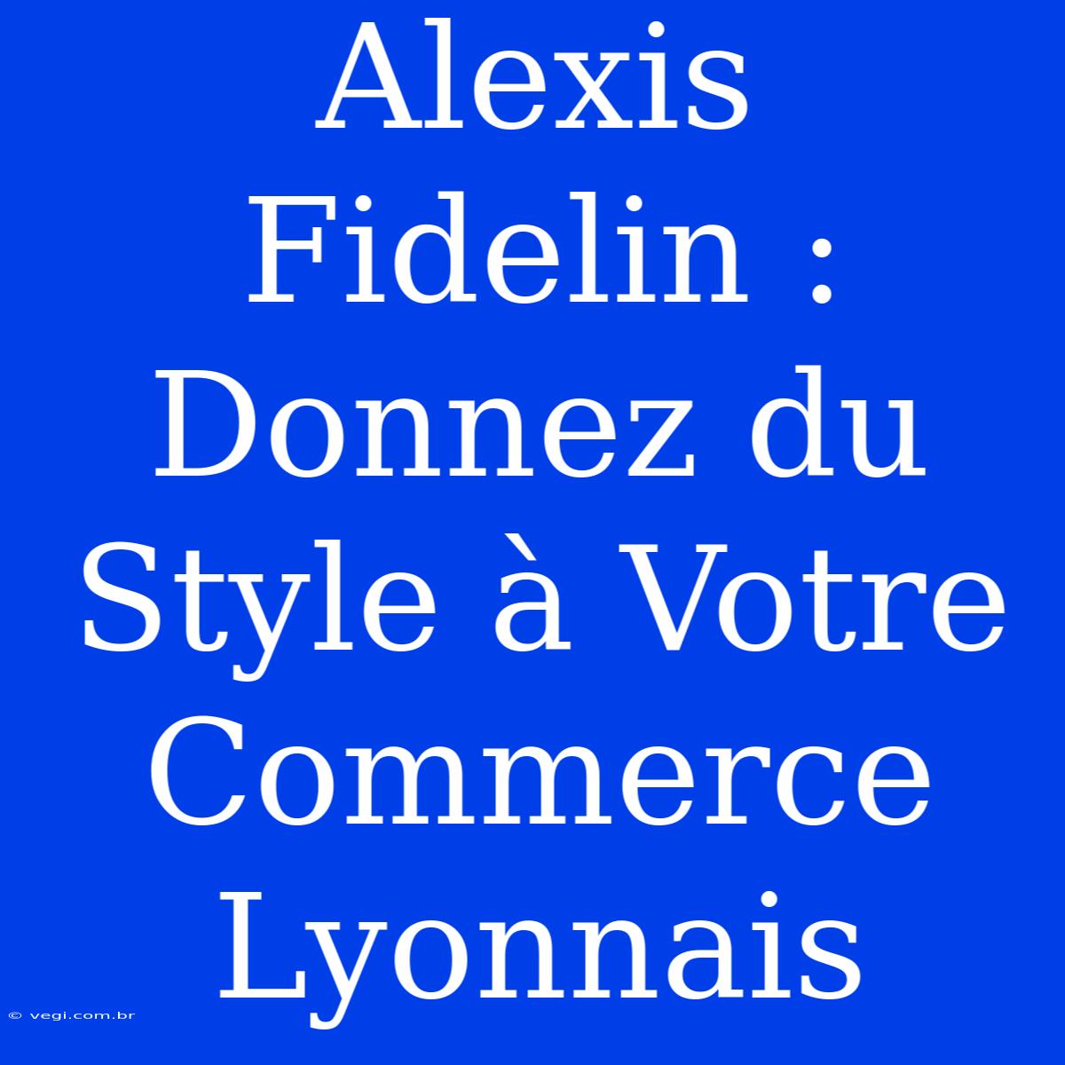 Alexis Fidelin : Donnez Du Style À Votre Commerce Lyonnais