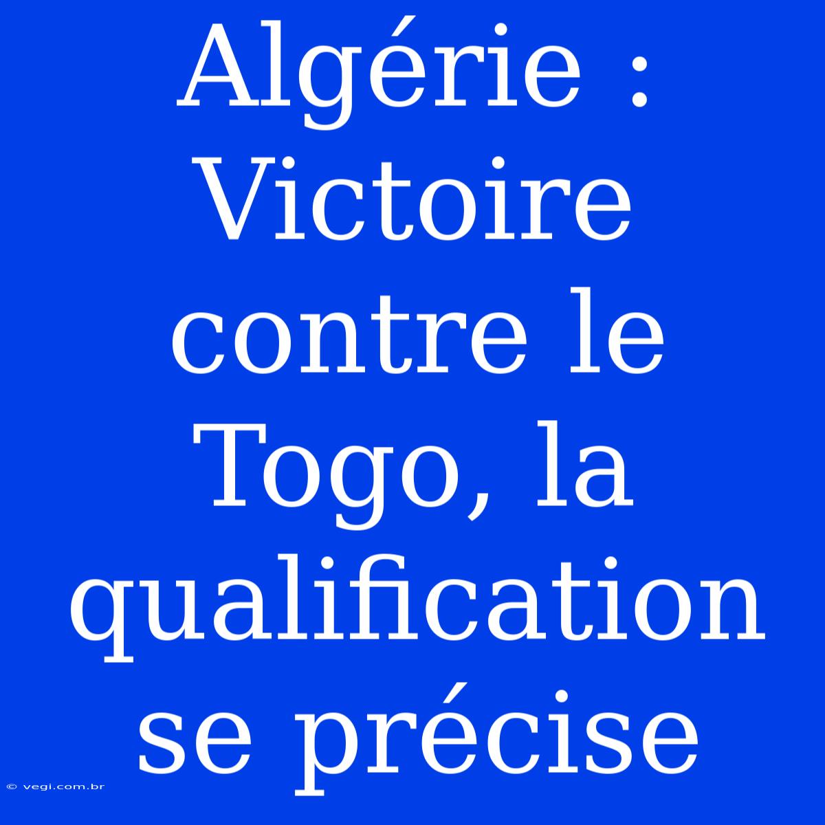 Algérie : Victoire Contre Le Togo, La Qualification Se Précise