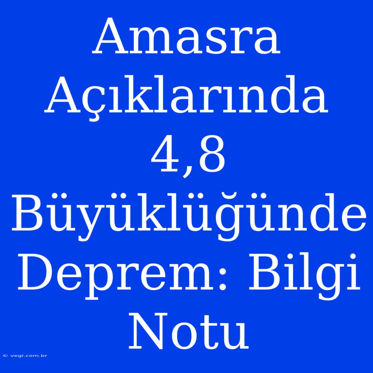 Amasra Açıklarında 4,8 Büyüklüğünde Deprem: Bilgi Notu