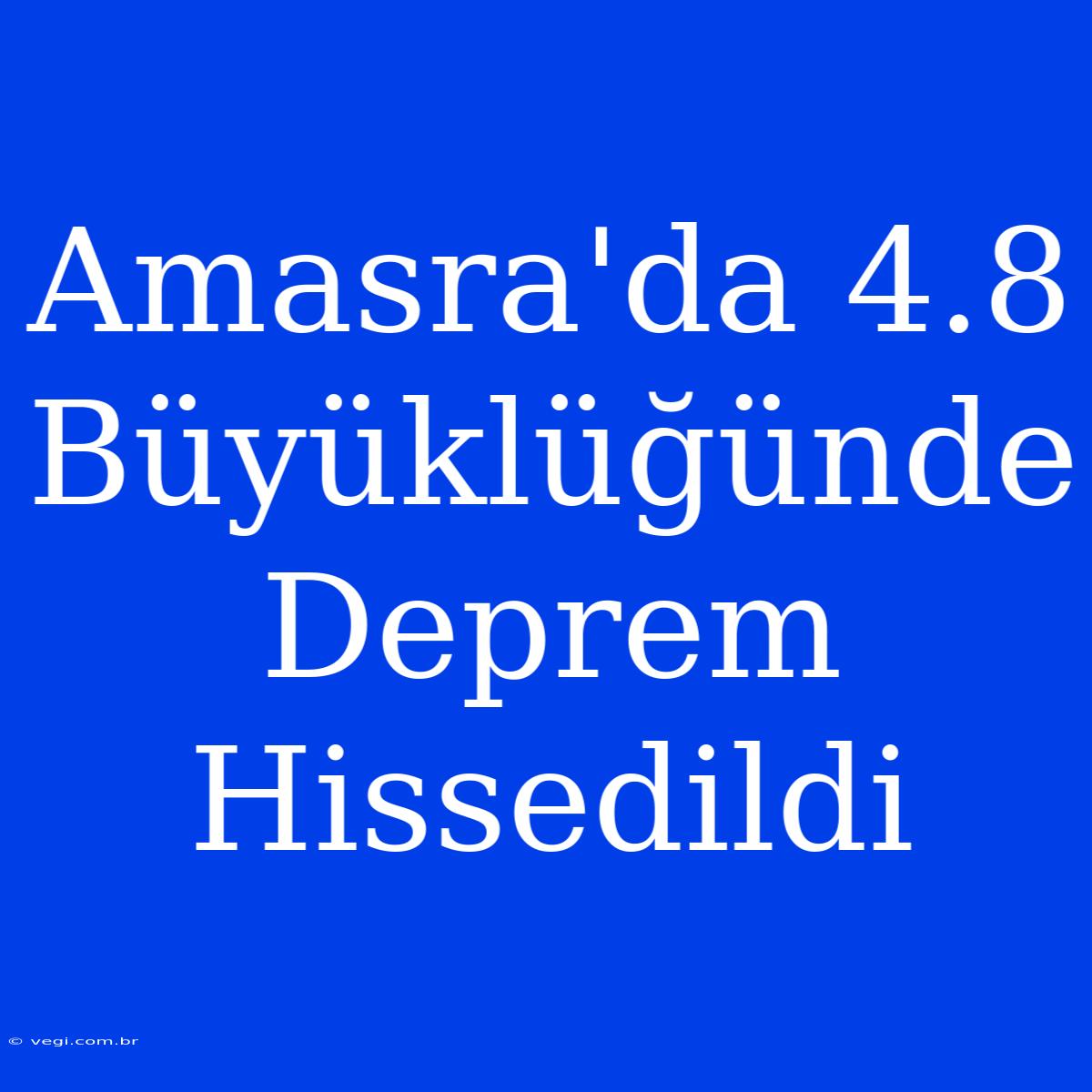 Amasra'da 4.8 Büyüklüğünde Deprem Hissedildi