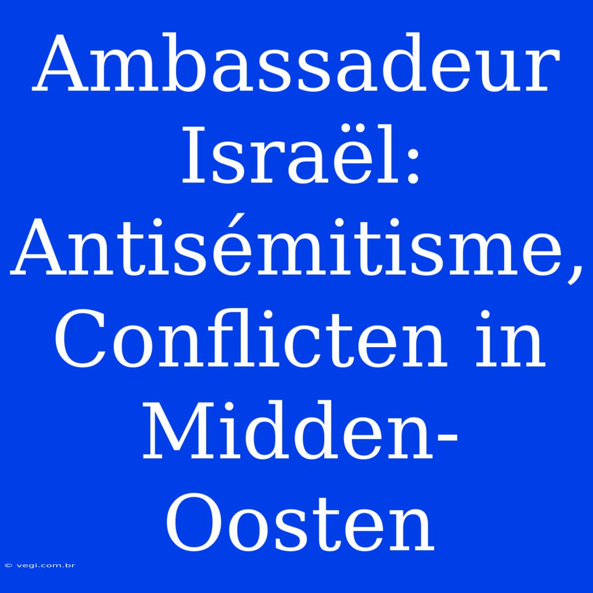 Ambassadeur Israël: Antisémitisme, Conflicten In Midden-Oosten 