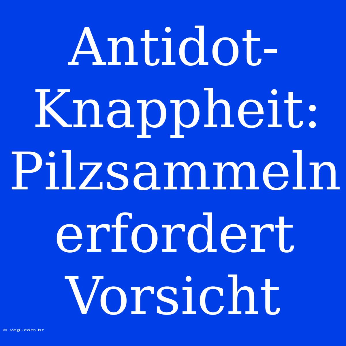 Antidot-Knappheit: Pilzsammeln Erfordert Vorsicht