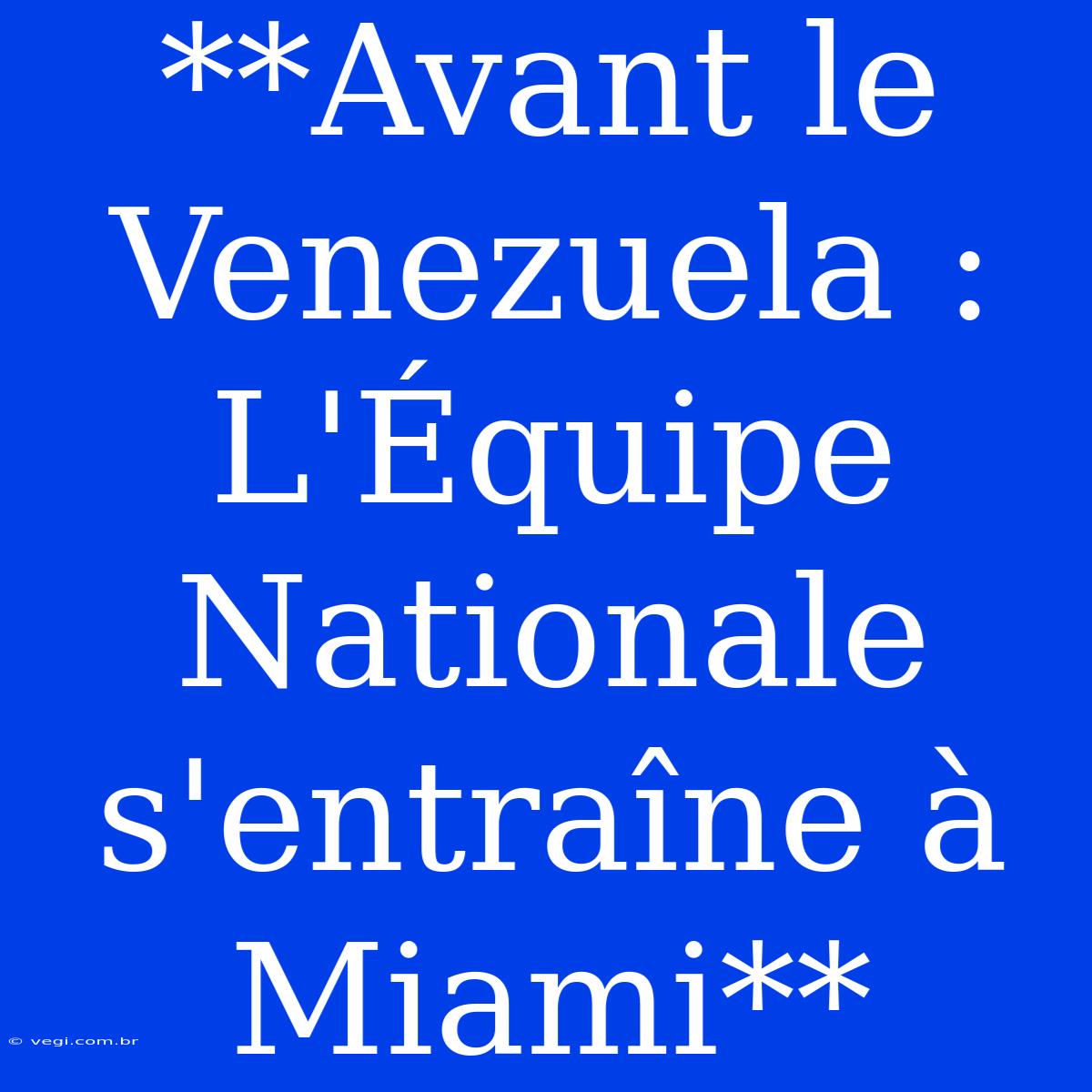 **Avant Le Venezuela : L'Équipe Nationale S'entraîne À Miami**