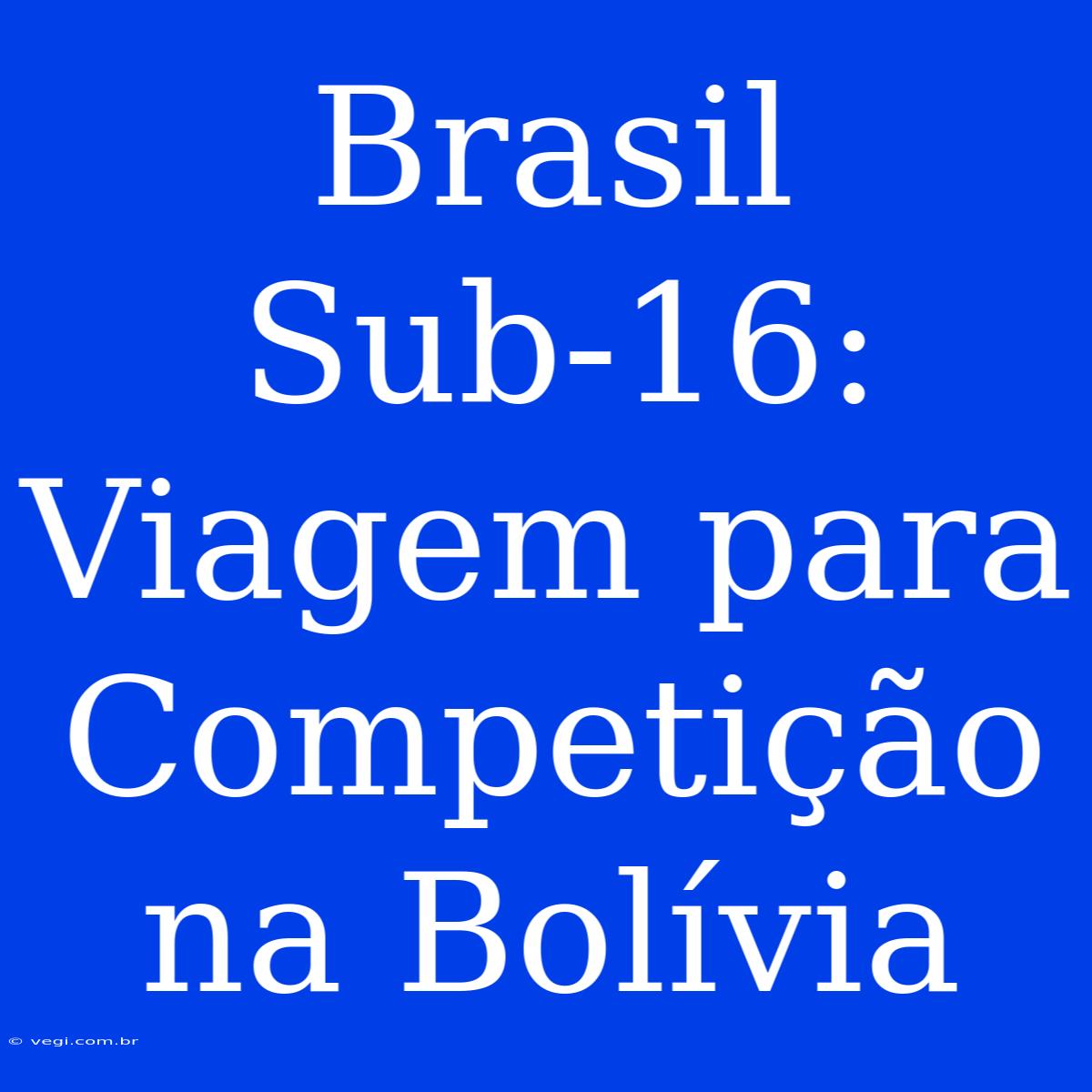 Brasil Sub-16: Viagem Para Competição Na Bolívia