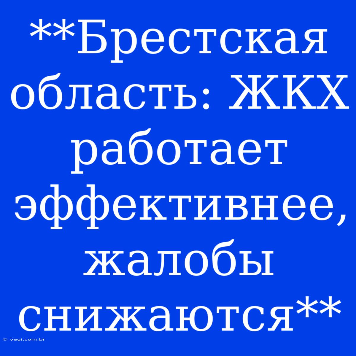 **Брестская Область: ЖКХ Работает Эффективнее, Жалобы Снижаются** 