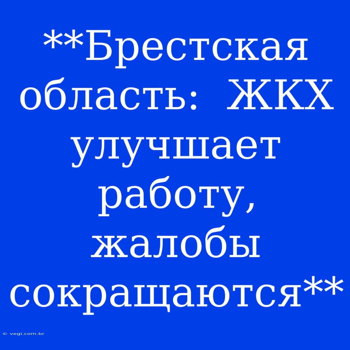 **Брестская Область:  ЖКХ Улучшает Работу, Жалобы Сокращаются** 