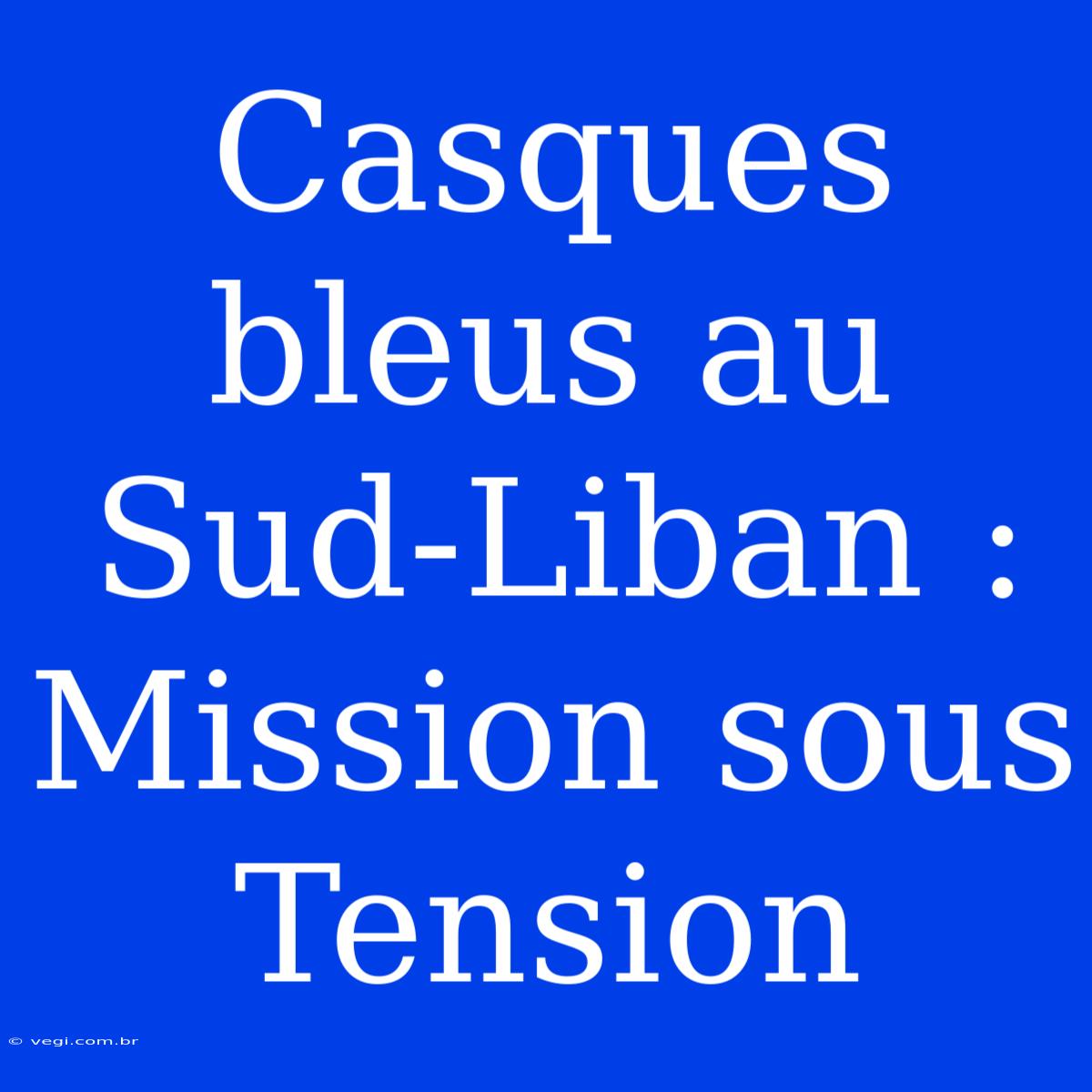 Casques Bleus Au Sud-Liban : Mission Sous Tension