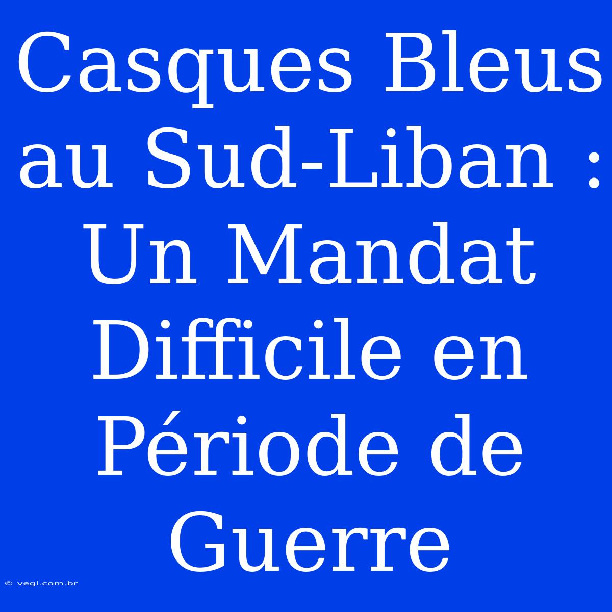 Casques Bleus Au Sud-Liban : Un Mandat Difficile En Période De Guerre