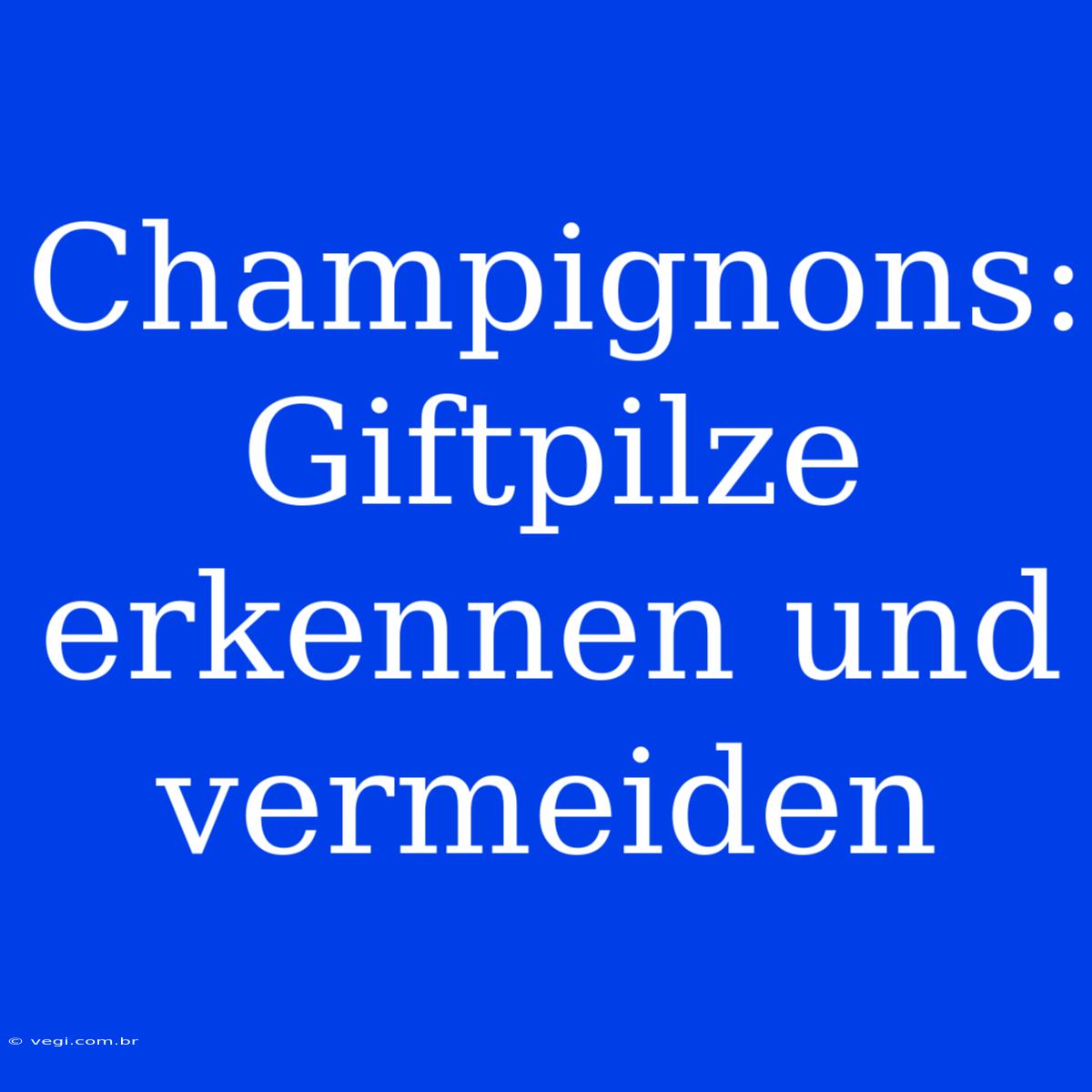 Champignons: Giftpilze Erkennen Und Vermeiden