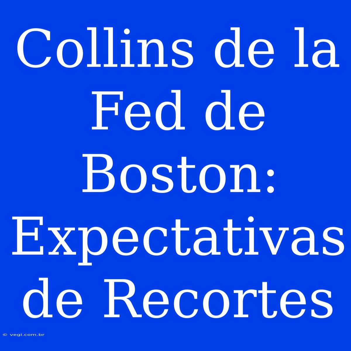 Collins De La Fed De Boston: Expectativas De Recortes