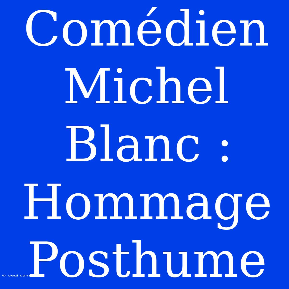 Comédien Michel Blanc : Hommage Posthume 