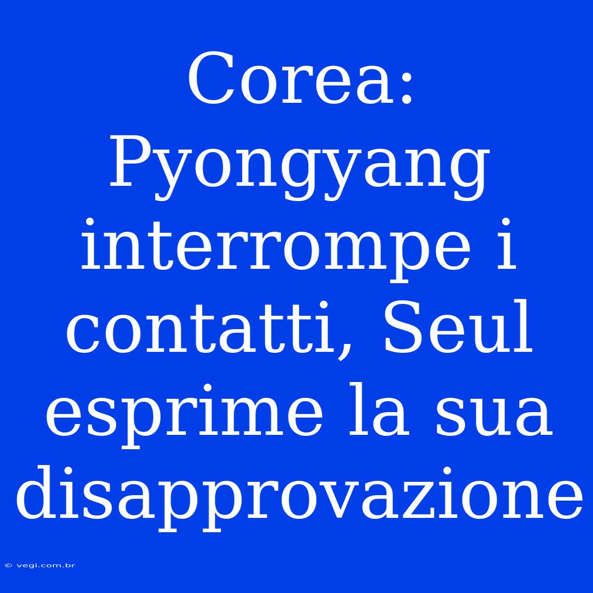 Corea: Pyongyang Interrompe I Contatti, Seul Esprime La Sua Disapprovazione