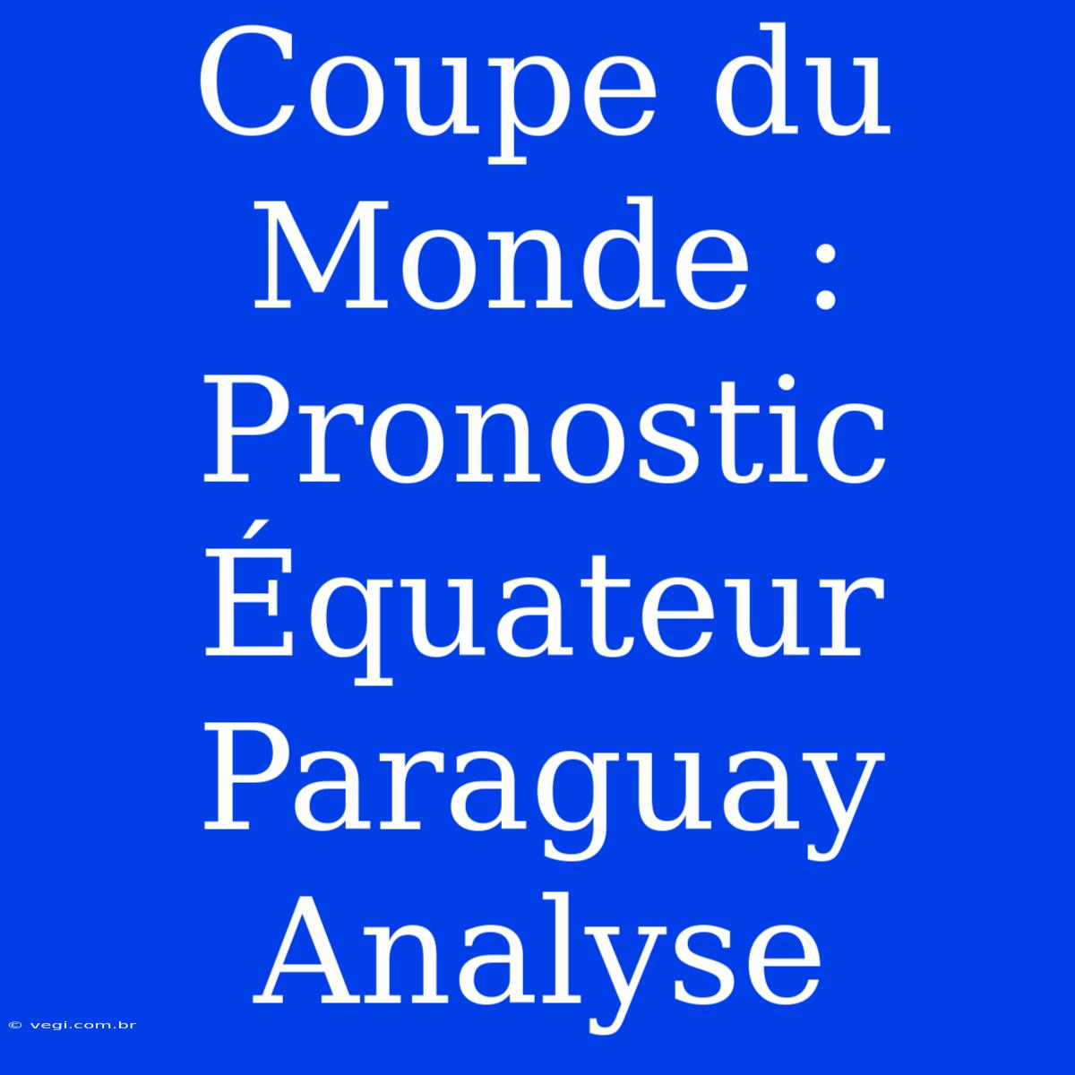 Coupe Du Monde : Pronostic Équateur Paraguay Analyse