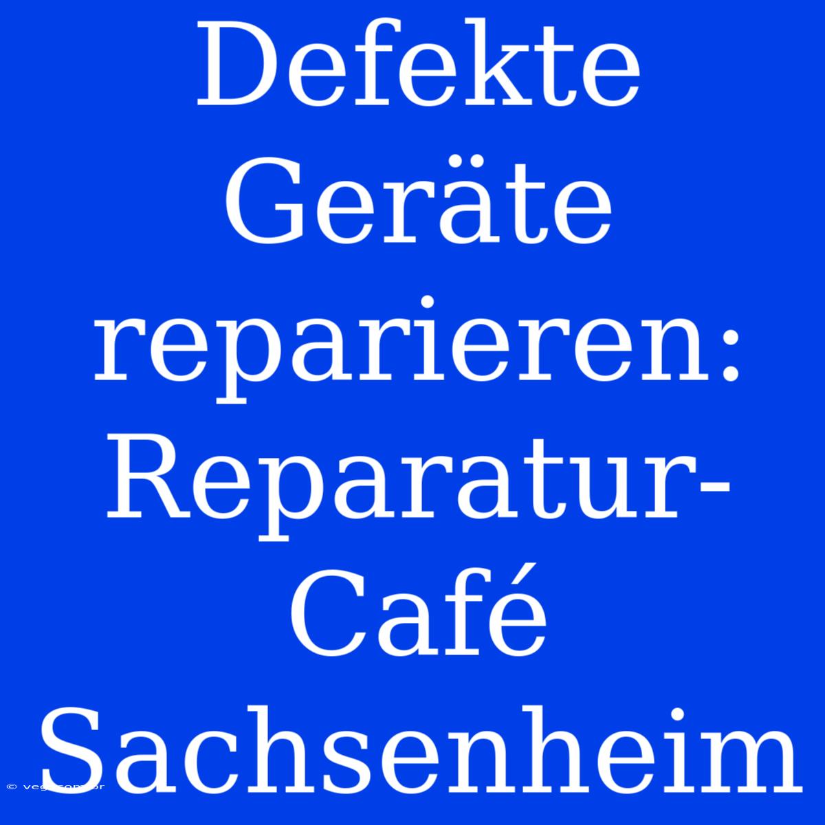 Defekte Geräte Reparieren: Reparatur-Café Sachsenheim