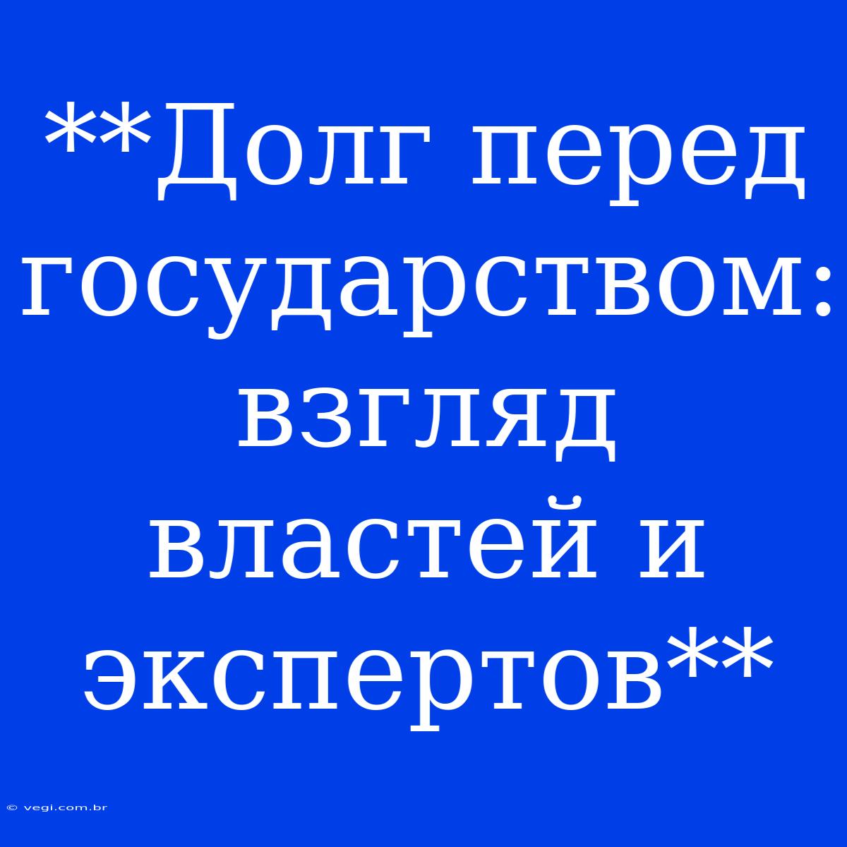 **Долг Перед Государством: Взгляд Властей И Экспертов**