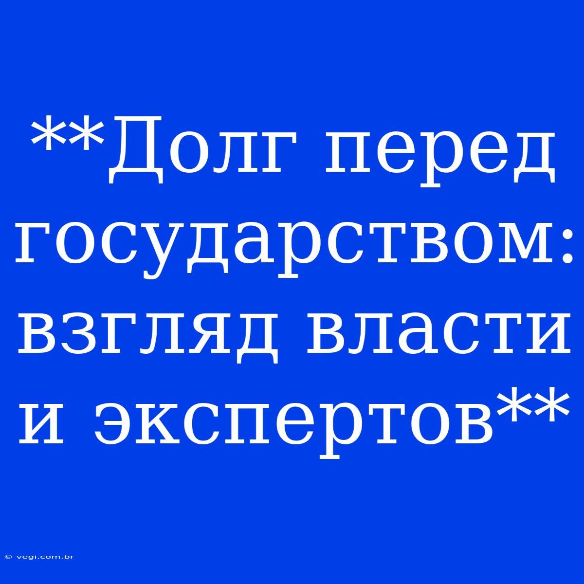 **Долг Перед Государством: Взгляд Власти И Экспертов**