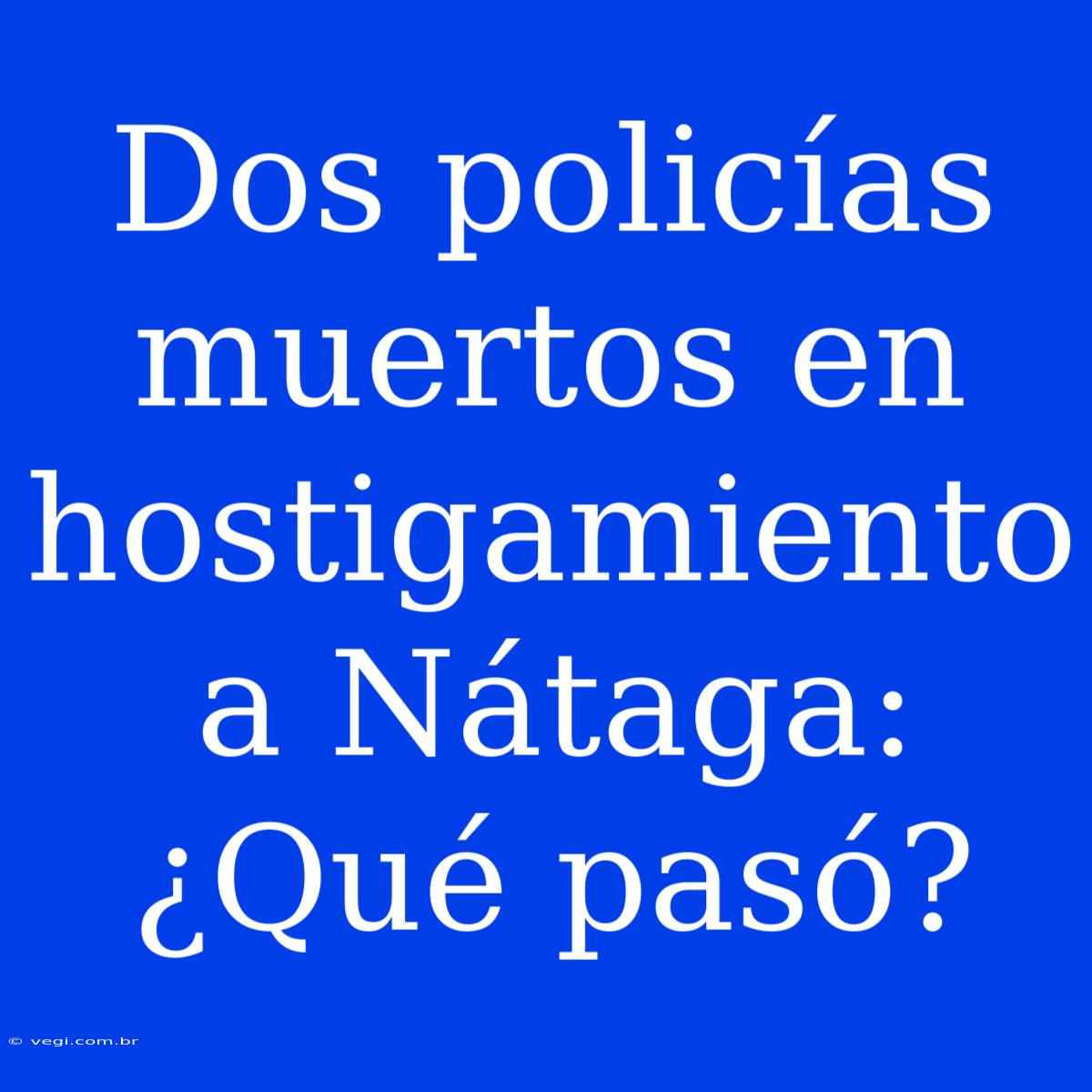 Dos Policías Muertos En Hostigamiento A Nátaga: ¿Qué Pasó?