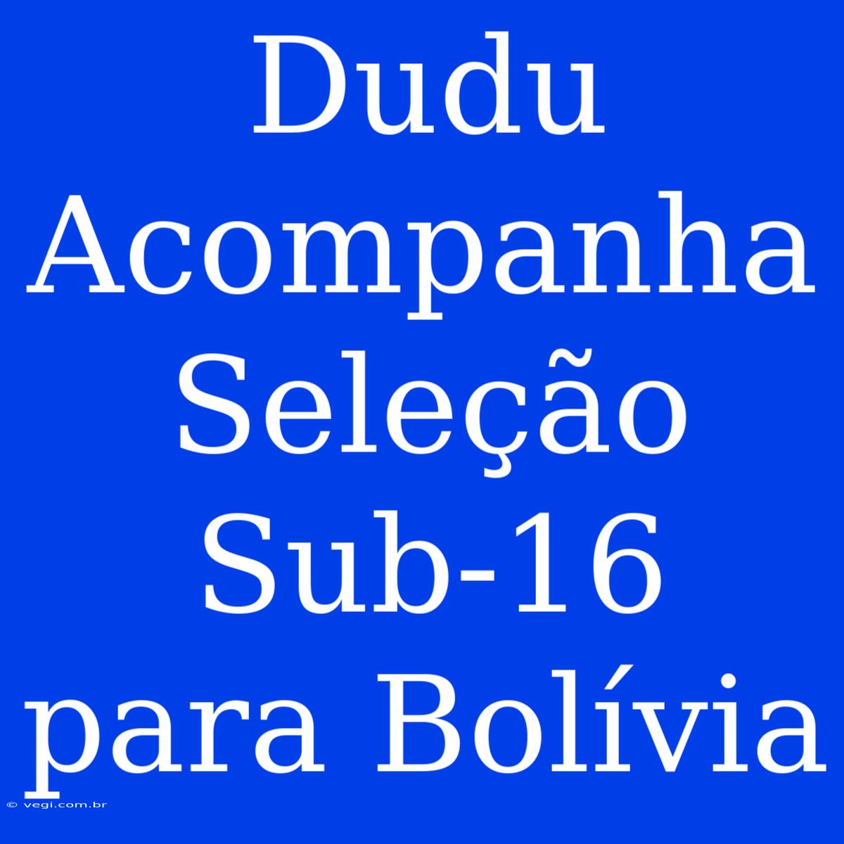 Dudu Acompanha Seleção Sub-16 Para Bolívia