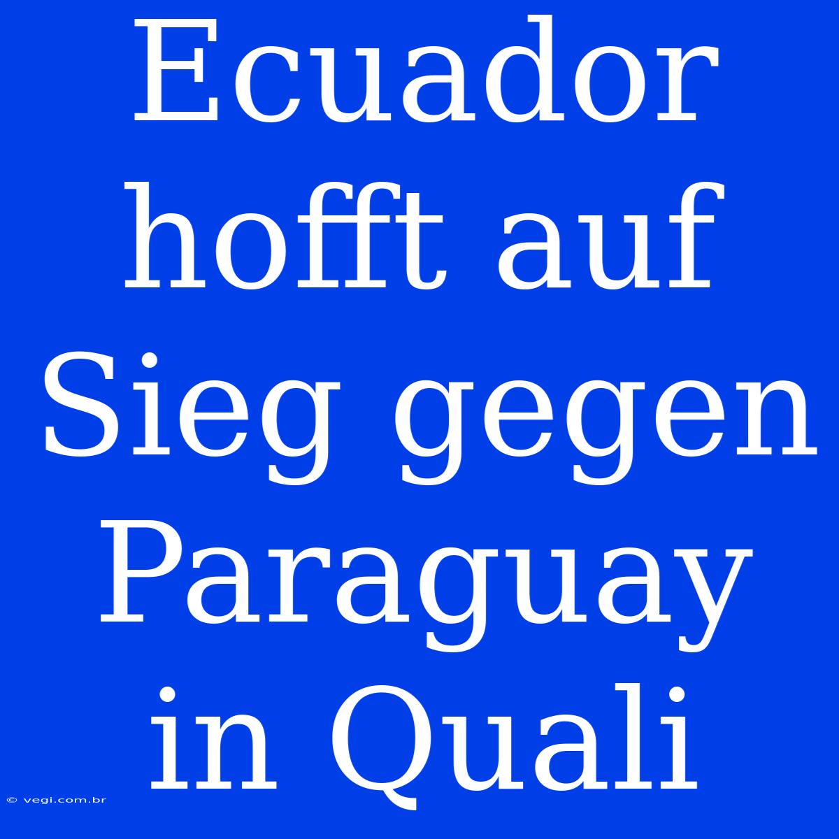 Ecuador Hofft Auf Sieg Gegen Paraguay In Quali 