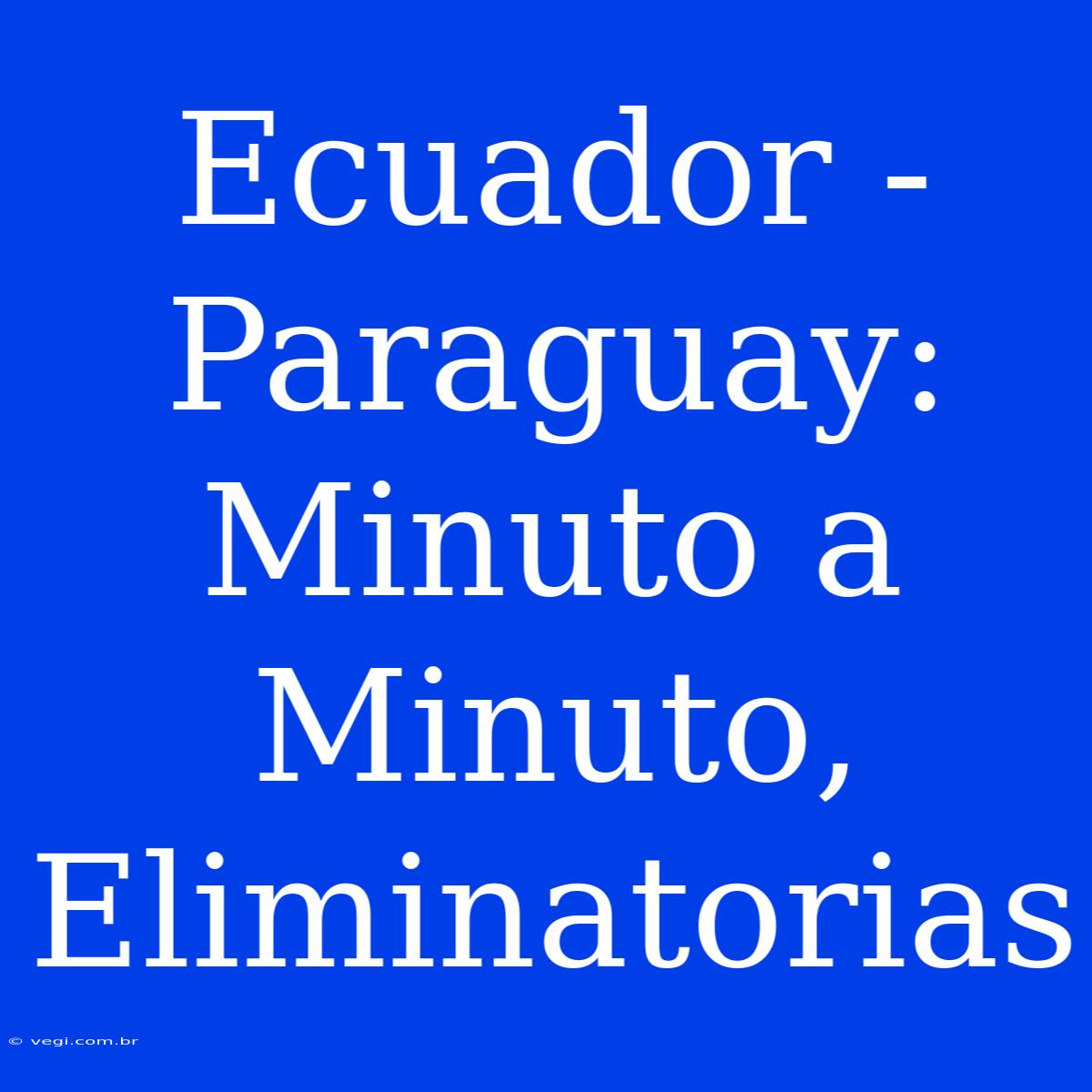 Ecuador - Paraguay: Minuto A Minuto, Eliminatorias