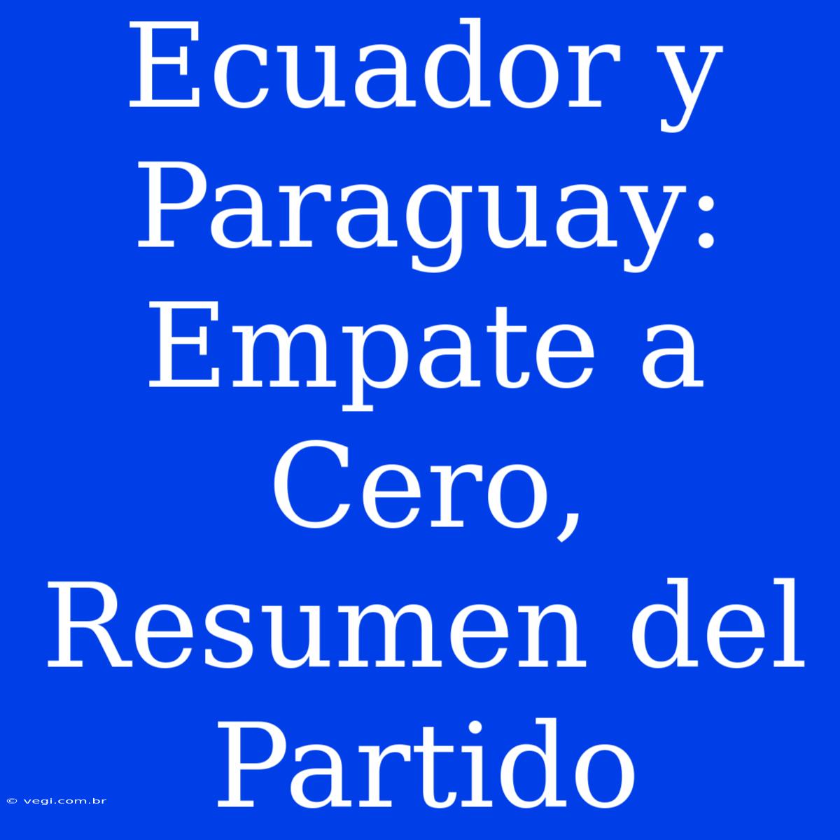 Ecuador Y Paraguay: Empate A Cero, Resumen Del Partido