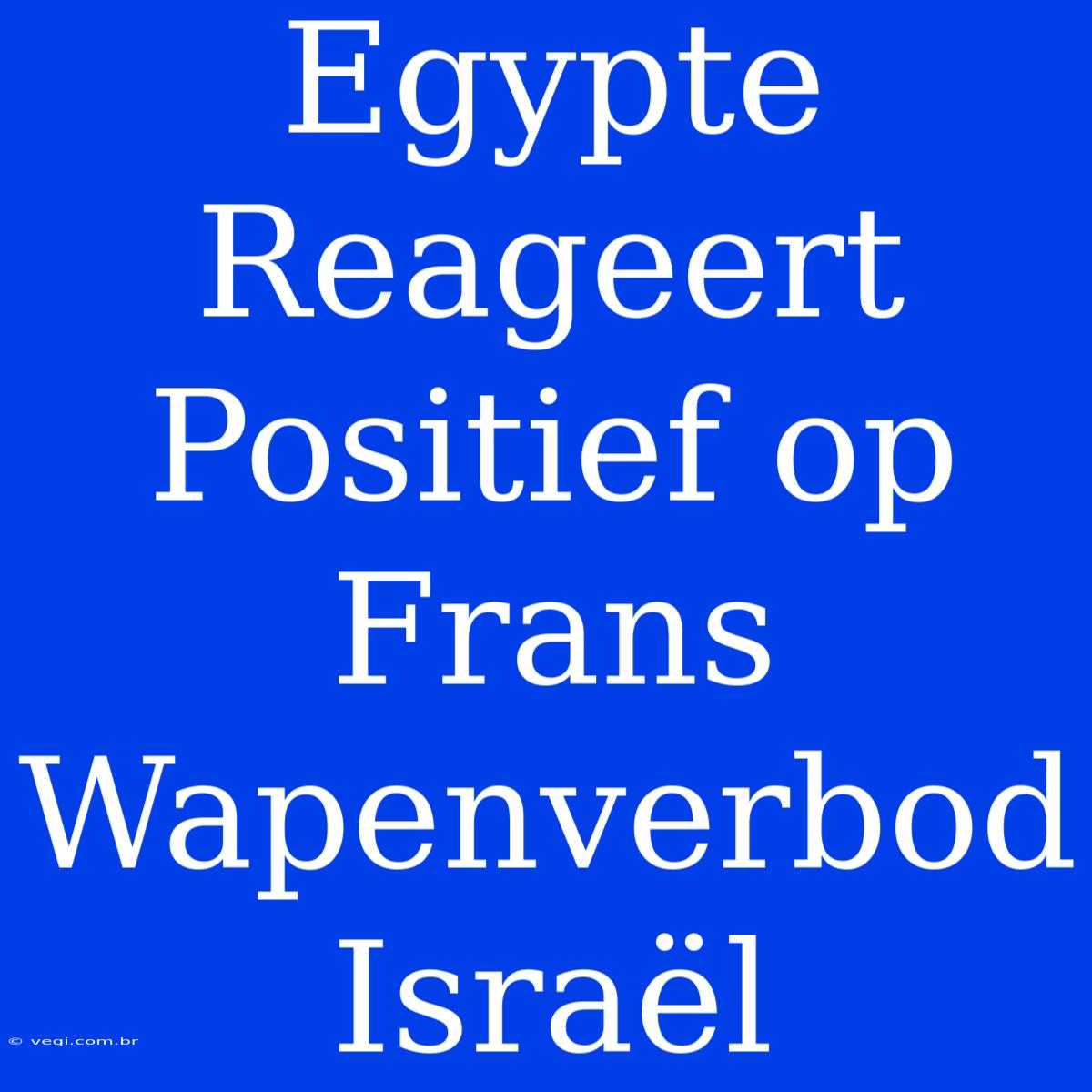 Egypte Reageert Positief Op Frans Wapenverbod Israël