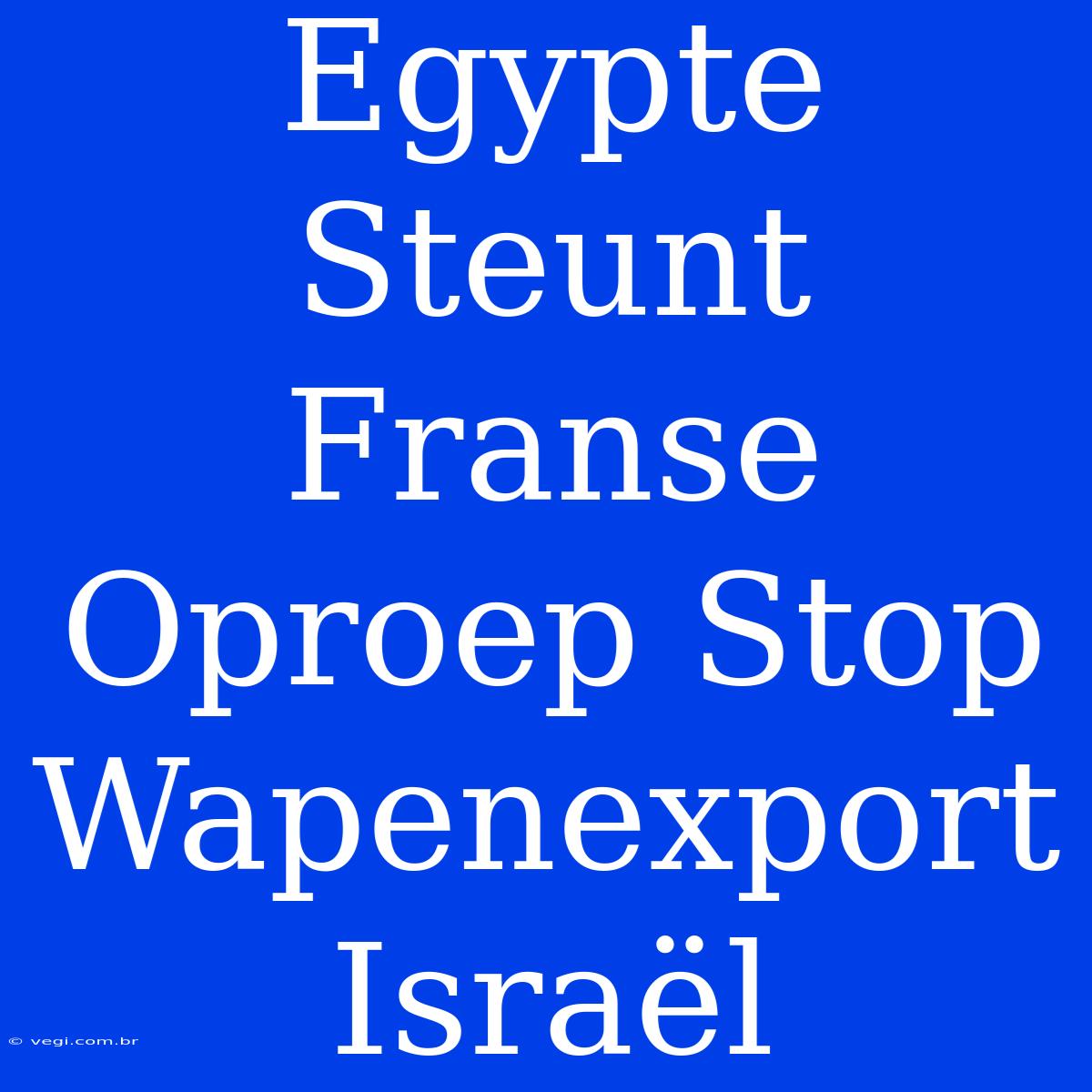 Egypte Steunt Franse Oproep Stop Wapenexport Israël