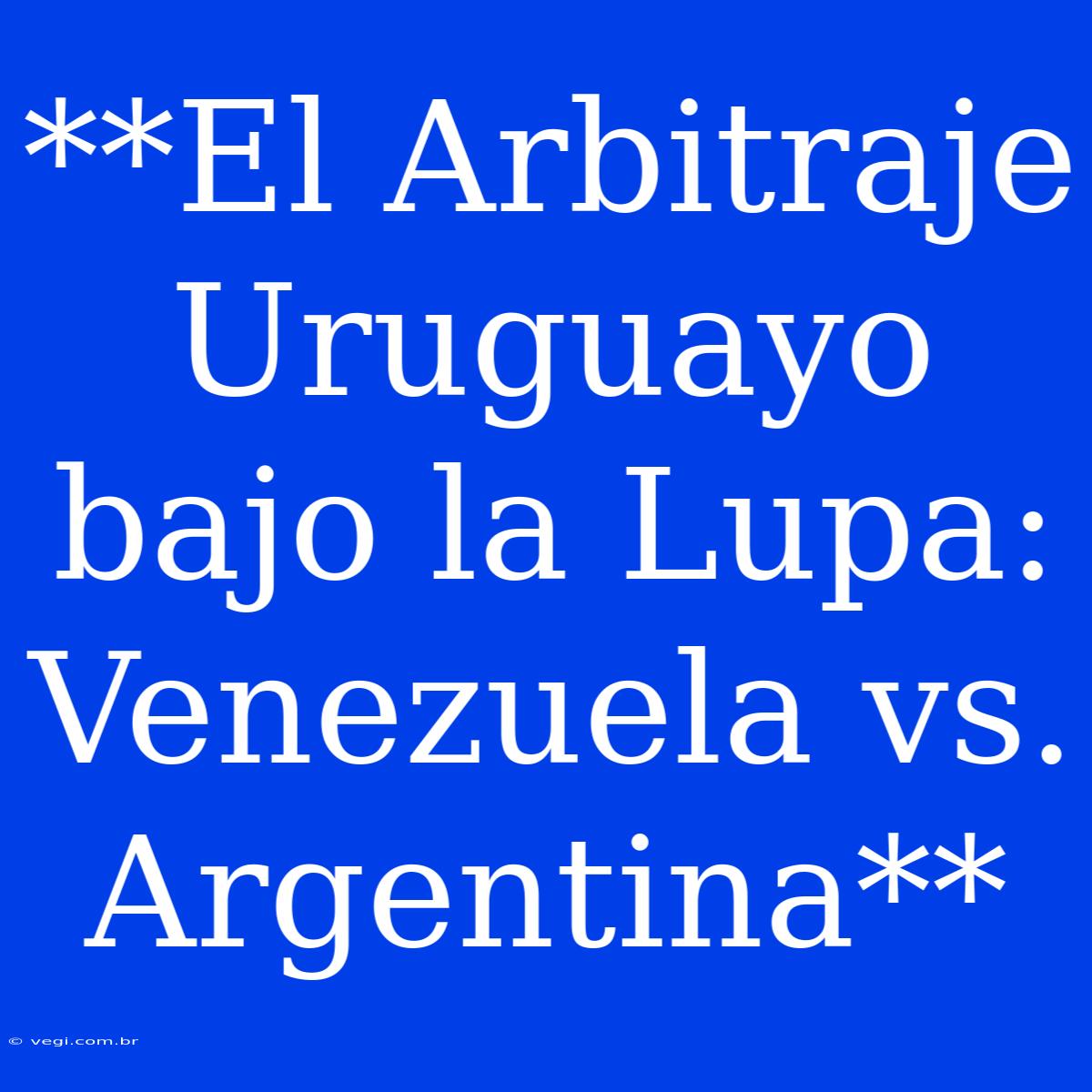 **El Arbitraje Uruguayo Bajo La Lupa: Venezuela Vs. Argentina**