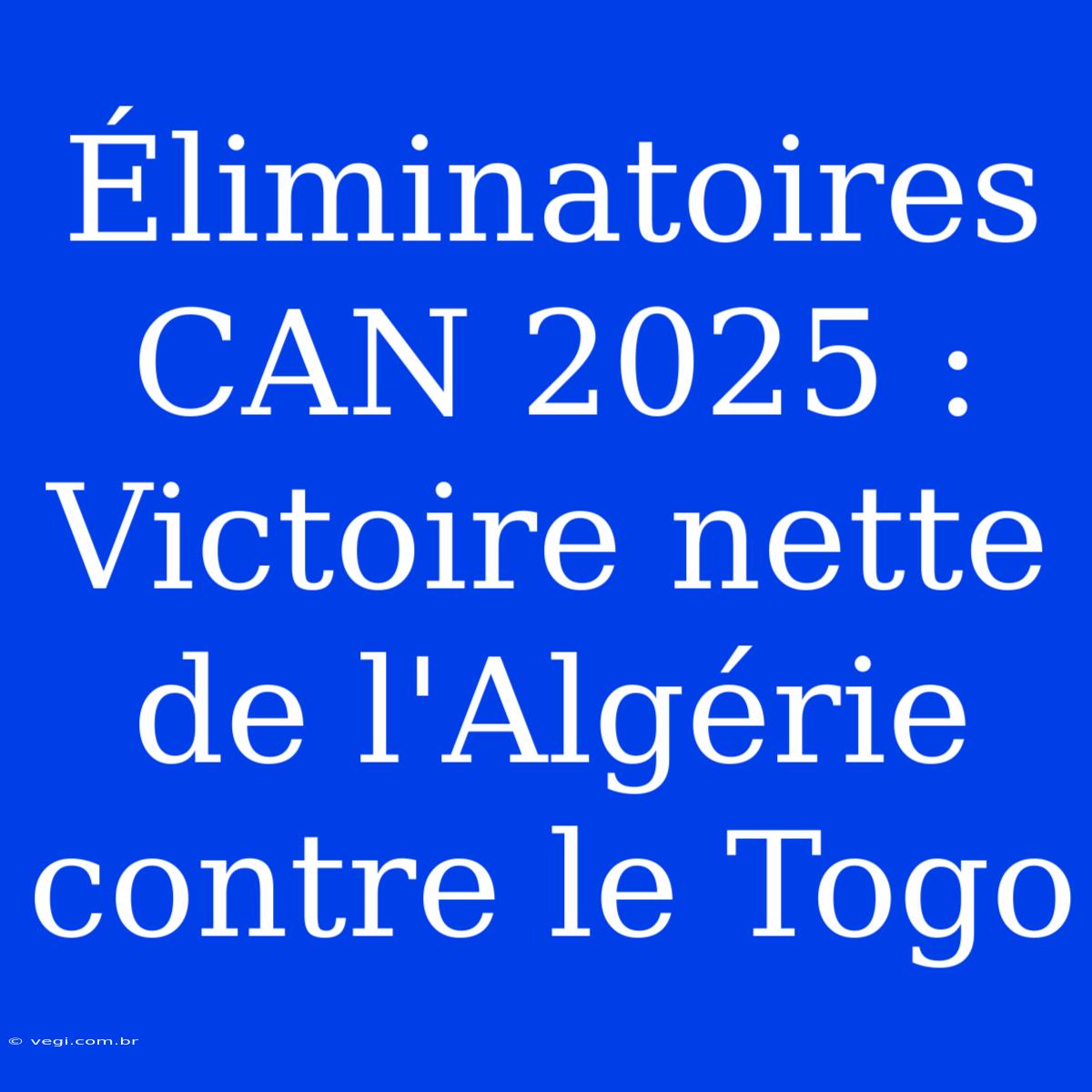 Éliminatoires CAN 2025 : Victoire Nette De L'Algérie Contre Le Togo