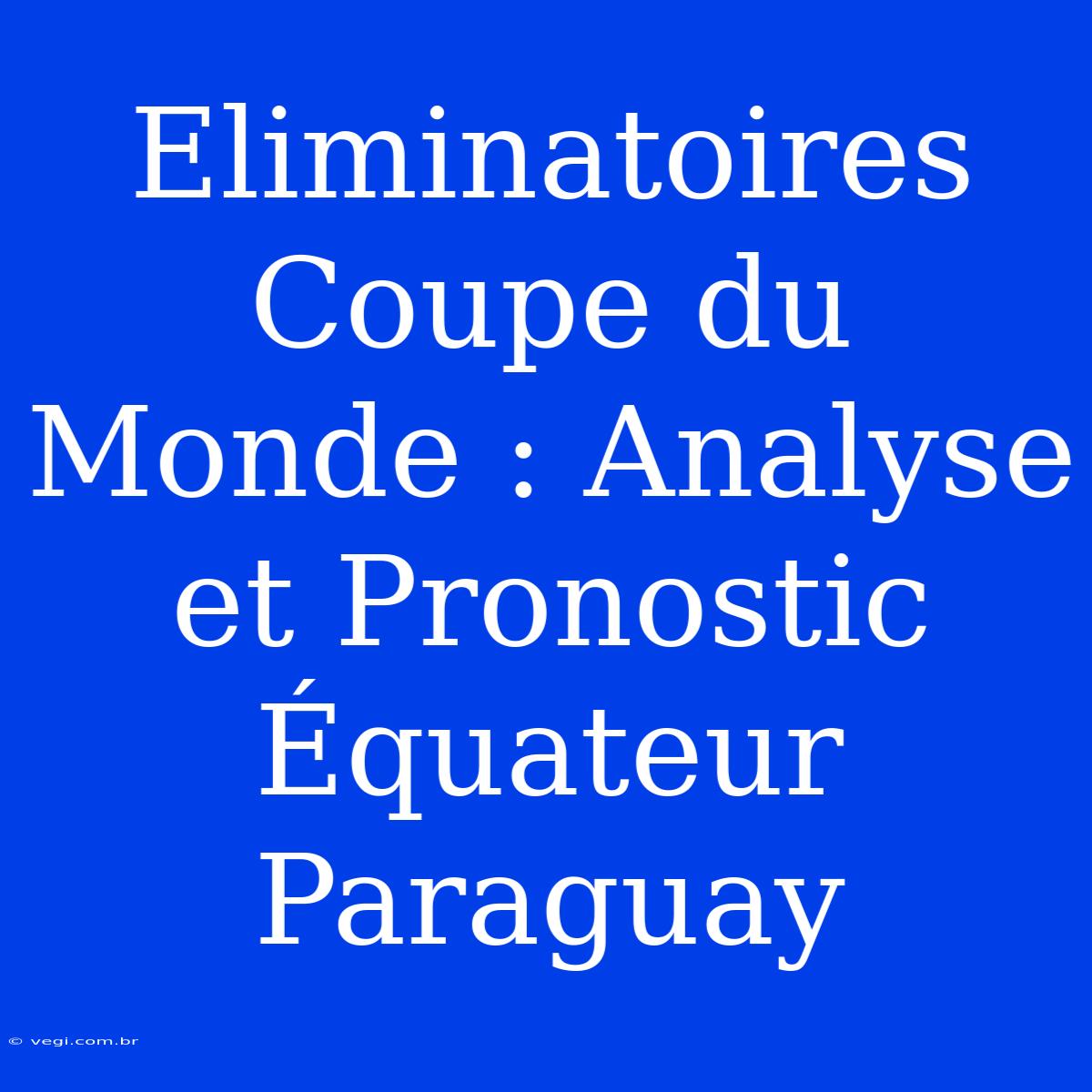 Eliminatoires Coupe Du Monde : Analyse Et Pronostic Équateur Paraguay