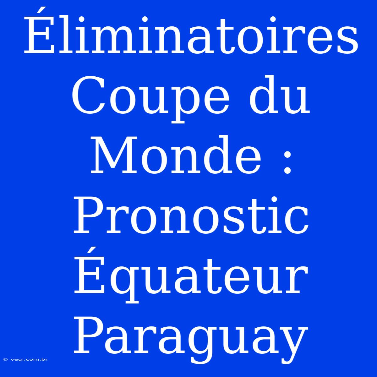 Éliminatoires Coupe Du Monde : Pronostic Équateur Paraguay