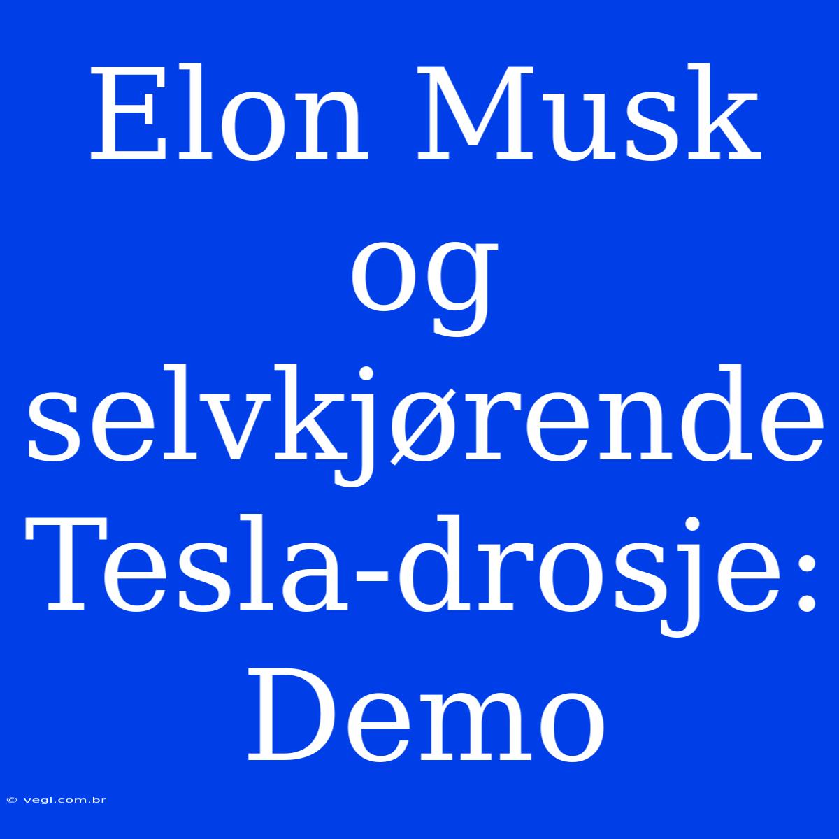 Elon Musk Og Selvkjørende Tesla-drosje: Demo