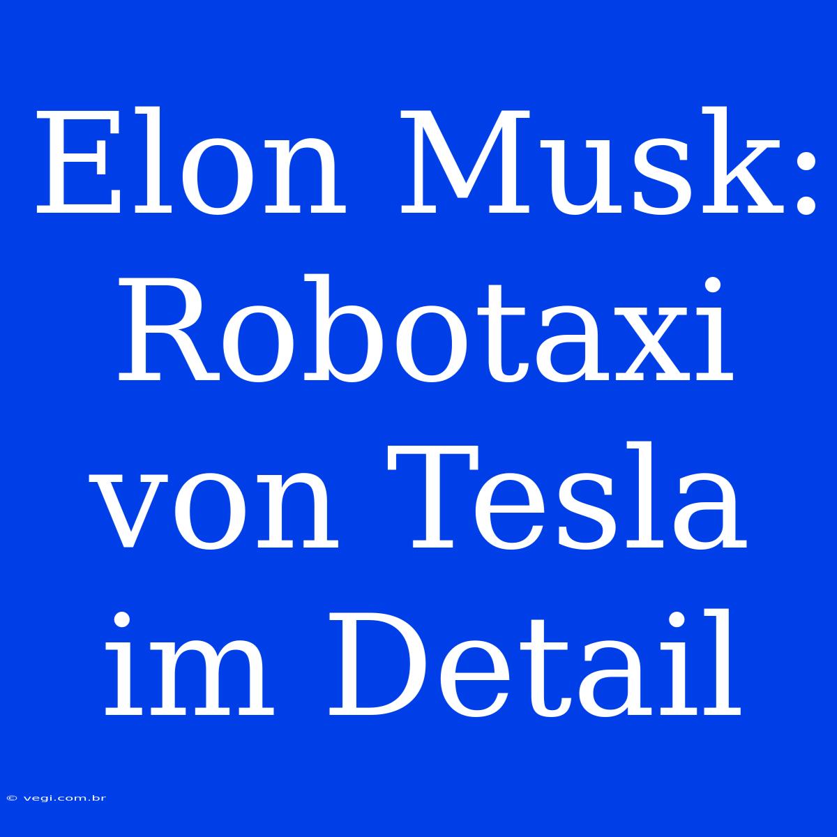 Elon Musk: Robotaxi Von Tesla Im Detail