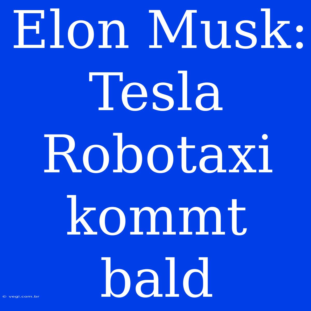 Elon Musk: Tesla Robotaxi Kommt Bald