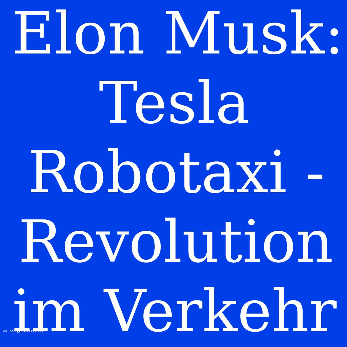 Elon Musk: Tesla Robotaxi - Revolution Im Verkehr