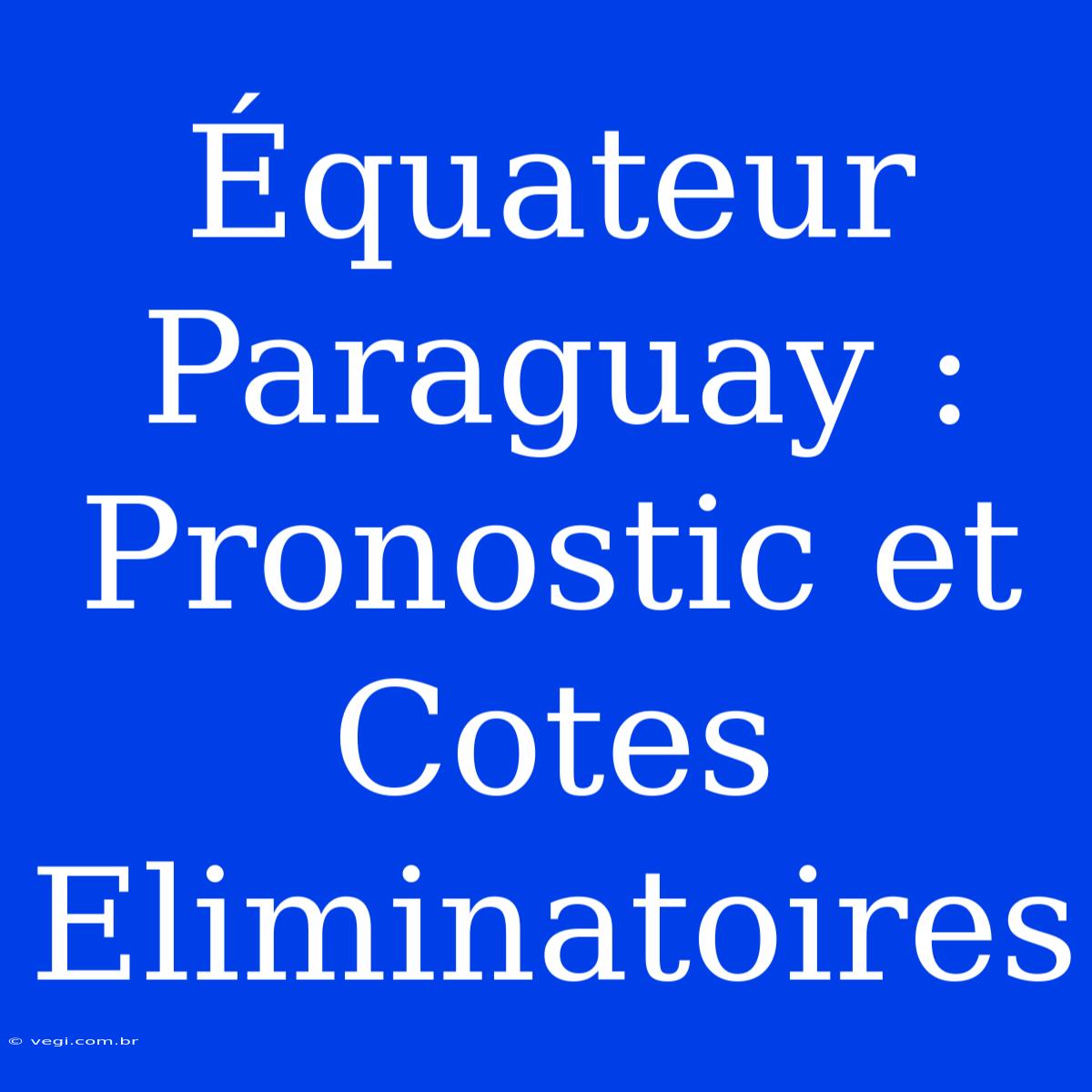 Équateur Paraguay : Pronostic Et Cotes Eliminatoires