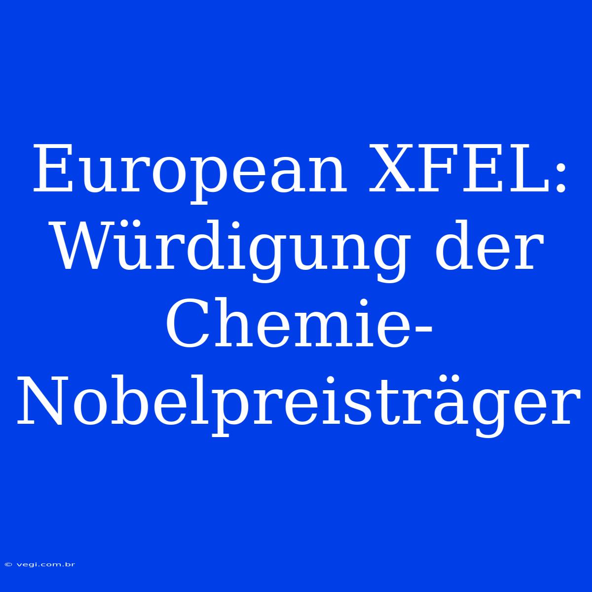 European XFEL: Würdigung Der Chemie-Nobelpreisträger