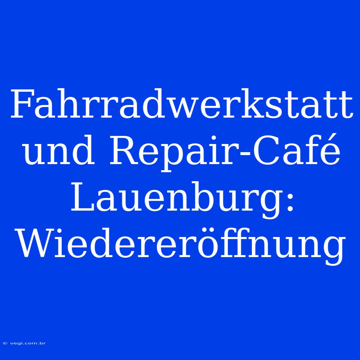 Fahrradwerkstatt Und Repair-Café Lauenburg: Wiedereröffnung