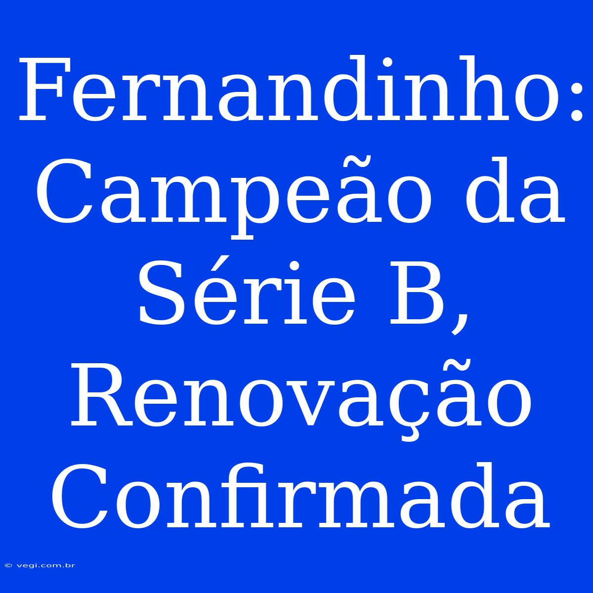 Fernandinho: Campeão Da Série B, Renovação Confirmada