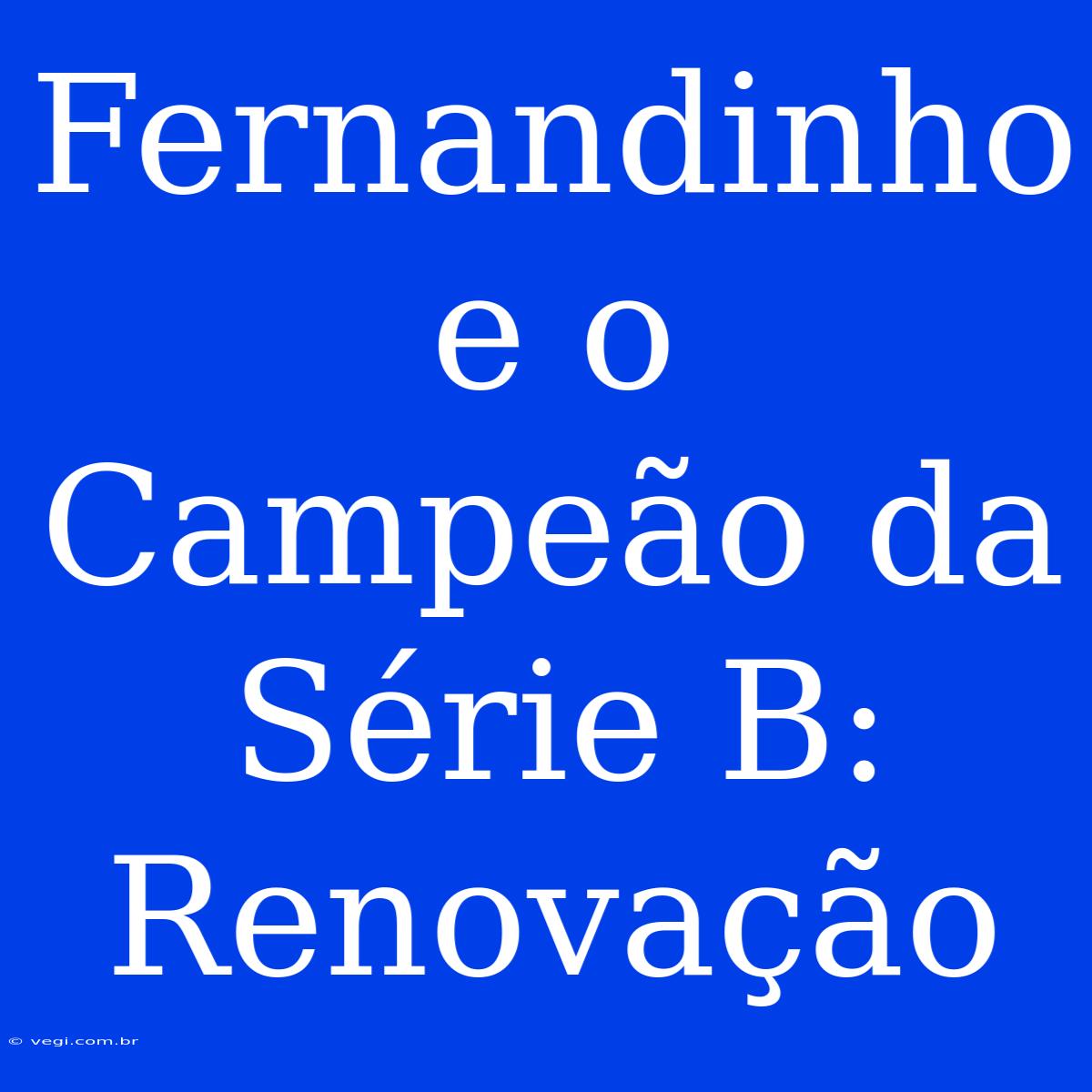 Fernandinho E O Campeão Da Série B: Renovação