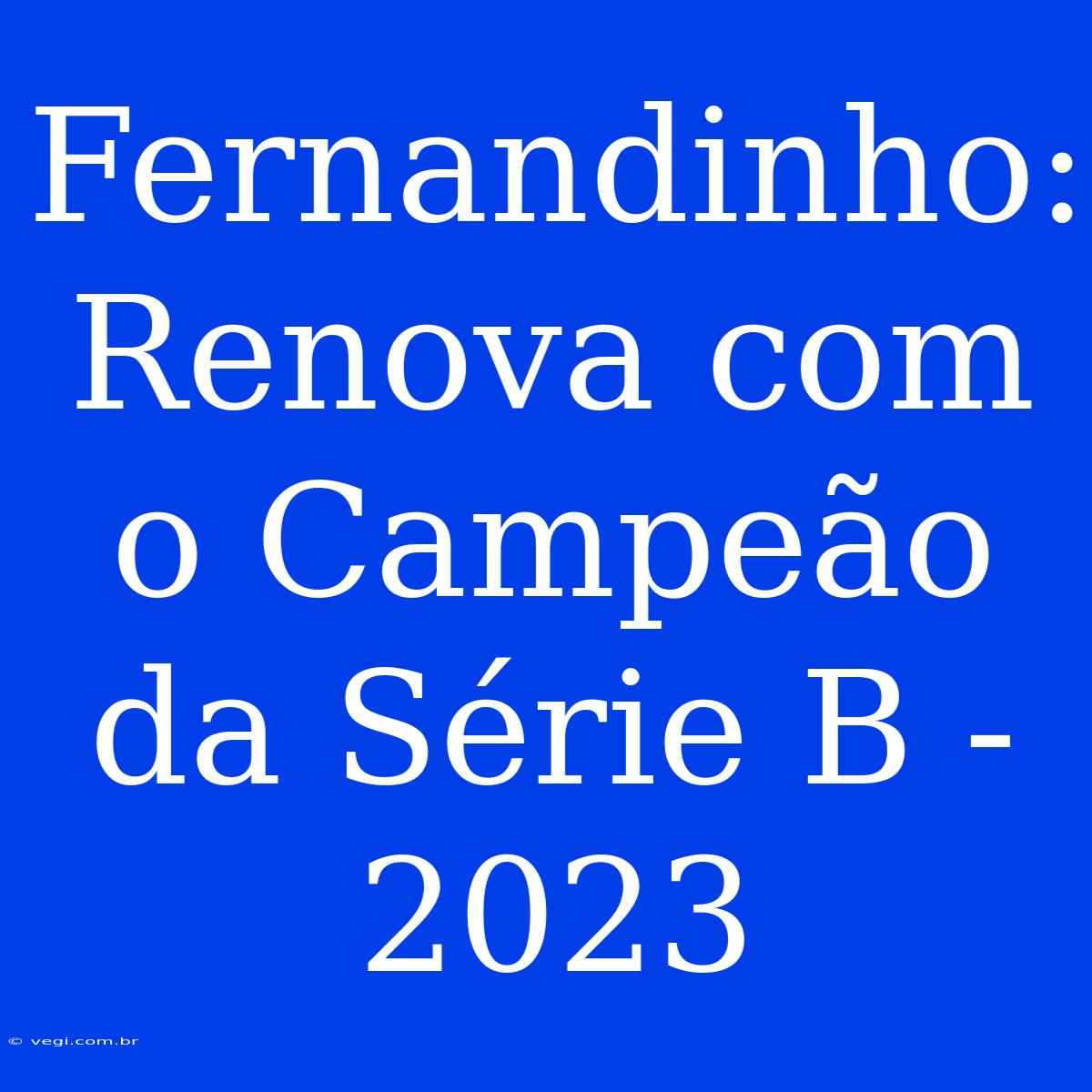 Fernandinho: Renova Com O Campeão Da Série B - 2023 