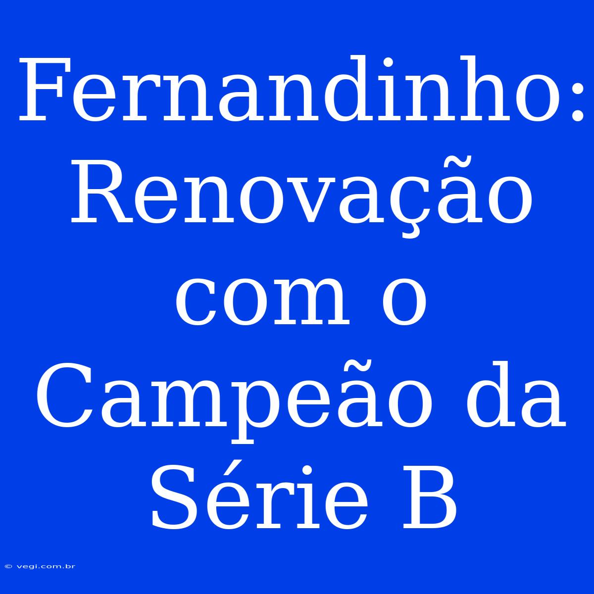 Fernandinho: Renovação Com O Campeão Da Série B