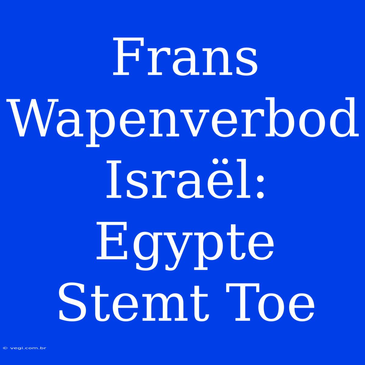 Frans Wapenverbod Israël: Egypte Stemt Toe