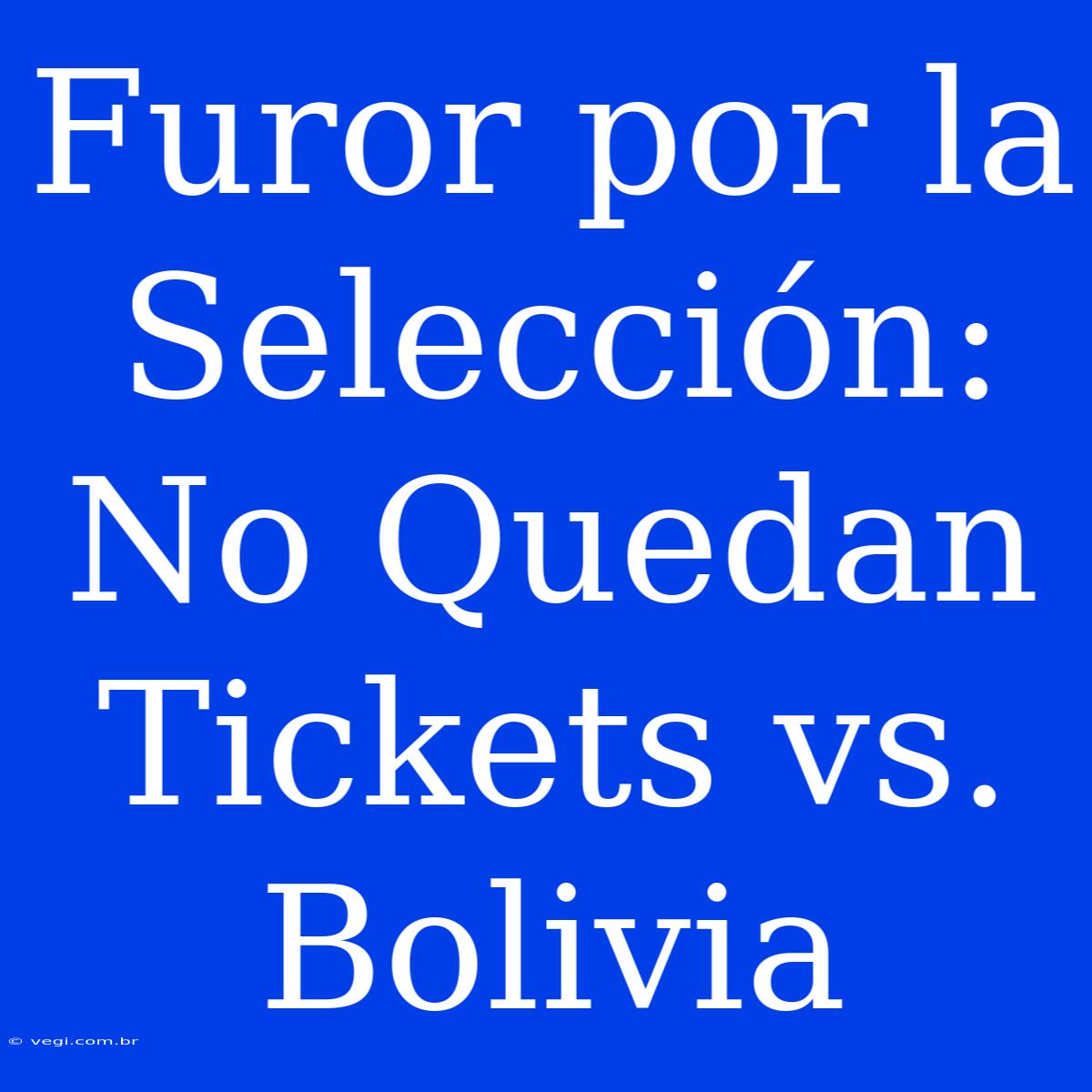 Furor Por La Selección: No Quedan Tickets Vs. Bolivia