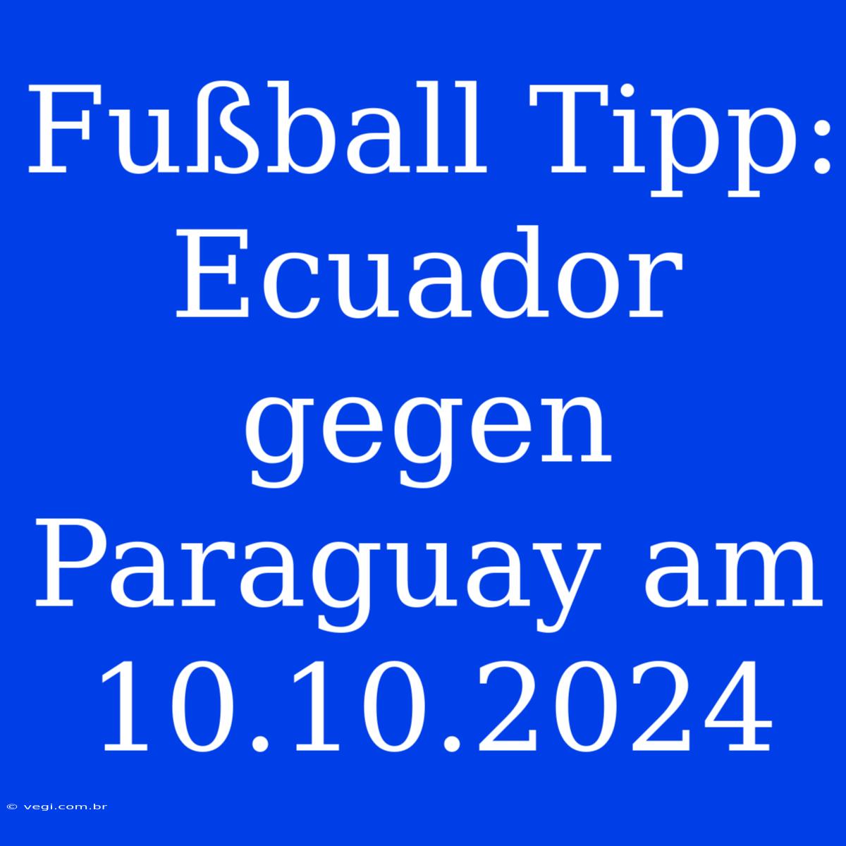 Fußball Tipp: Ecuador Gegen Paraguay Am 10.10.2024