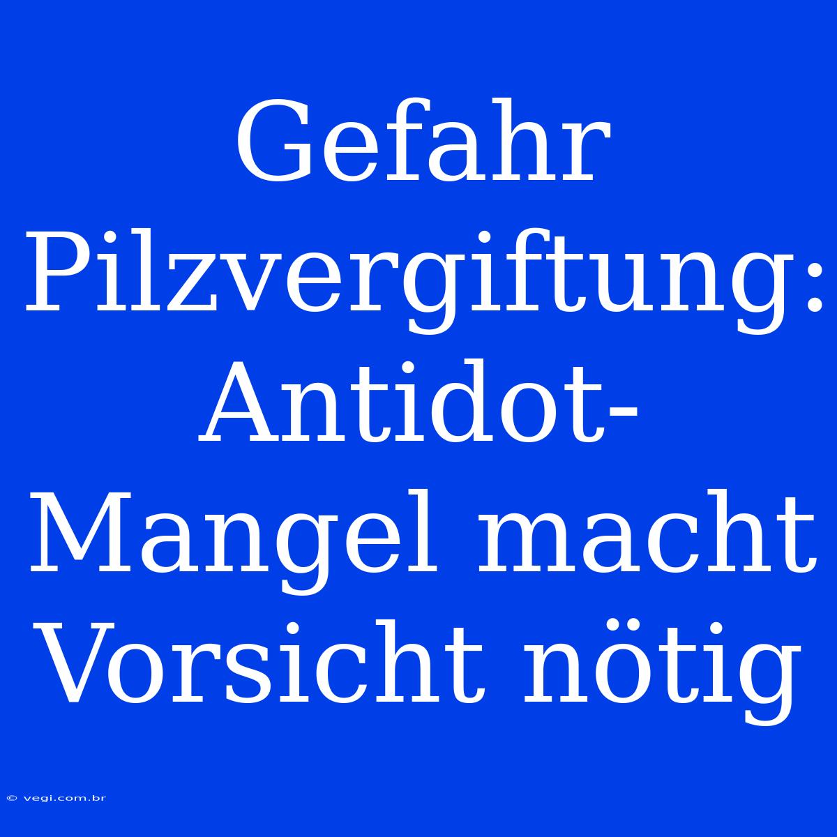 Gefahr Pilzvergiftung: Antidot-Mangel Macht Vorsicht Nötig